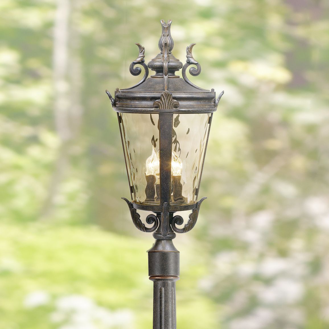 Casa Marseille 99 3/4" High Bronze Post Light w/ Flat Base Pole
