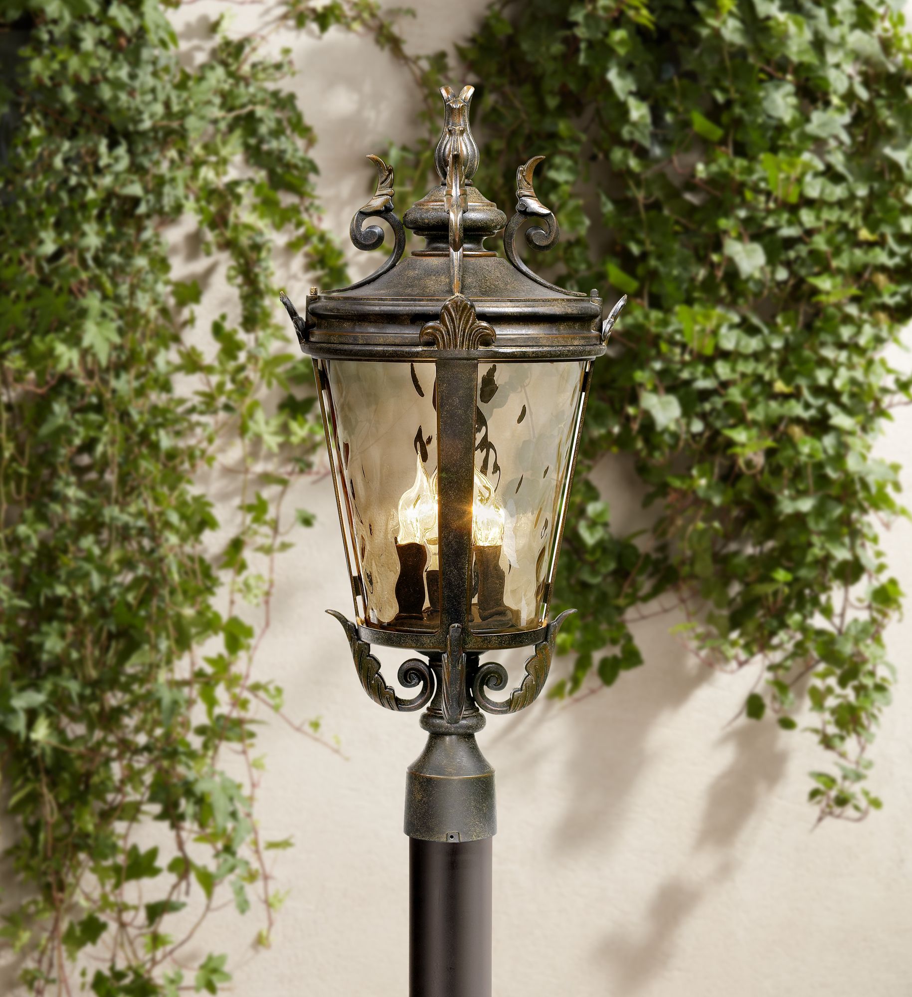 Casa Marseille 107" High Bronze Post Light with Burial Pole