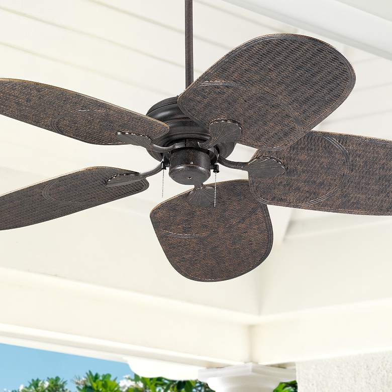 52&quot; Casa Vieja Outdoor Tropical Veranda Bronze Fan with Pull Chain