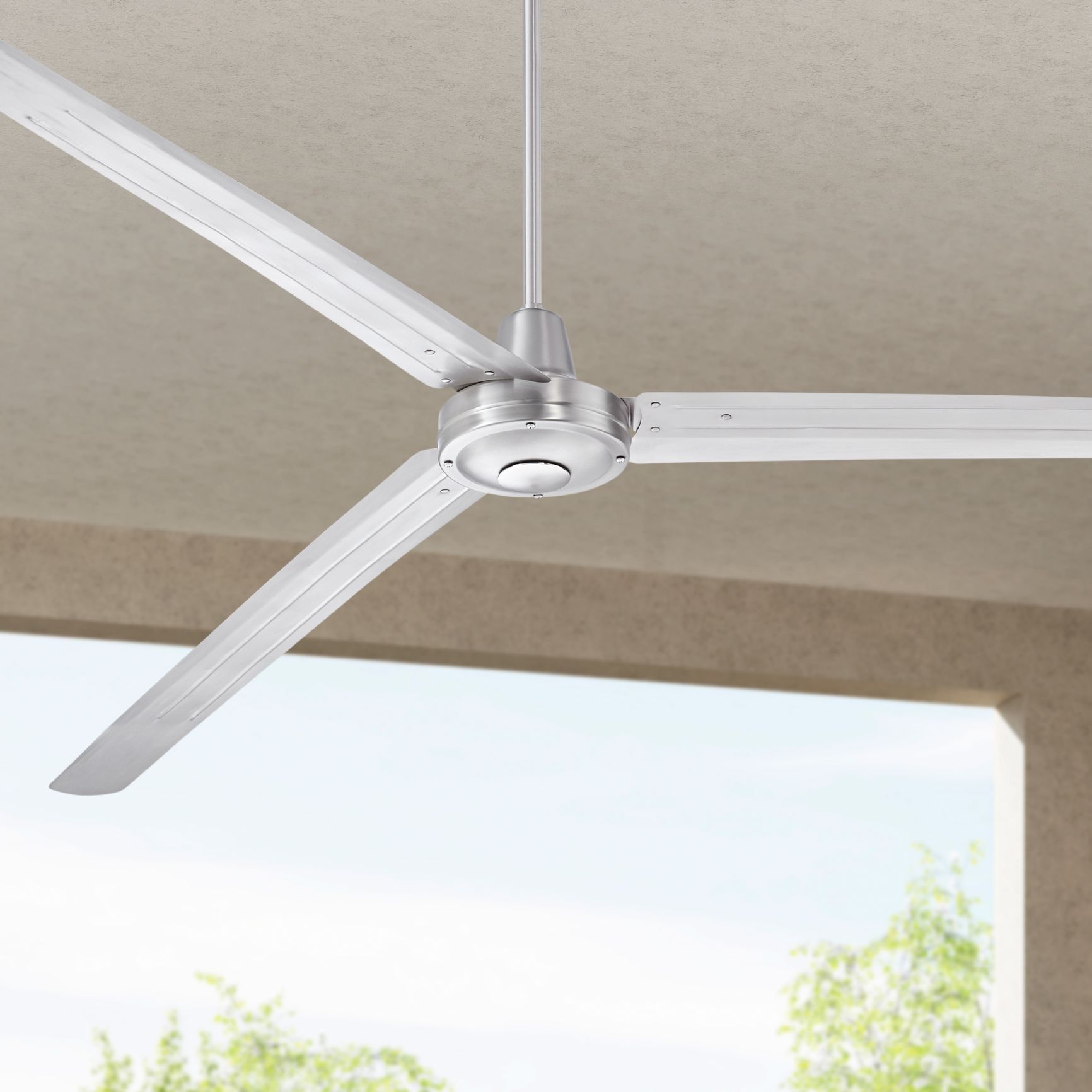 84" Turbina XL DC Brushed Nickel Damp Ceiling Fan