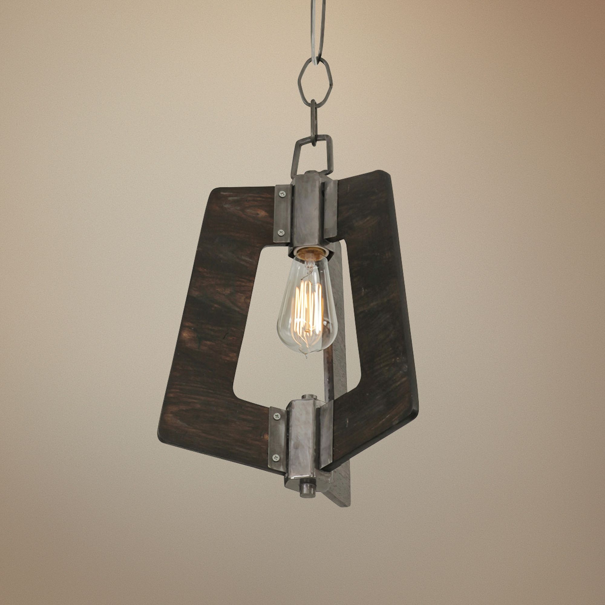 Varaluz Lofty 11 12" Wide Faux Zebrawood and Steel Mini Pendant