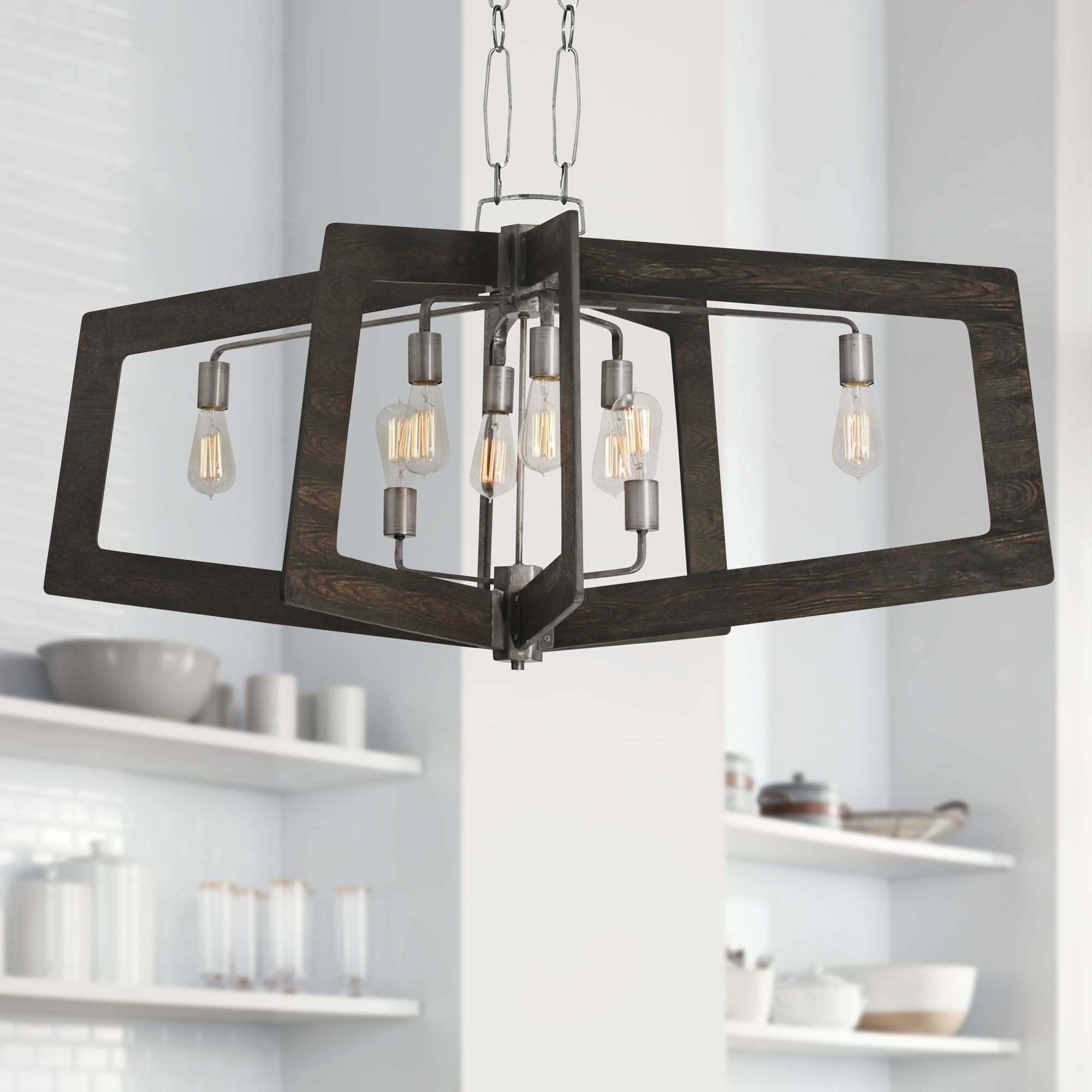 Lofty 48" Wide Faux Zebrawood Kitchen Island Light Pendant