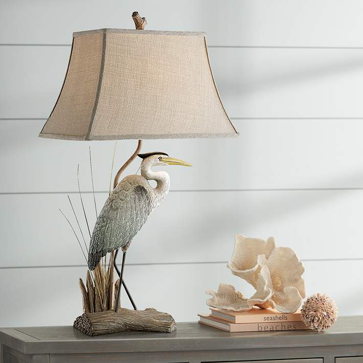Arapuni Natural Heron Bird Table Lamp, Egret Table Lamp
