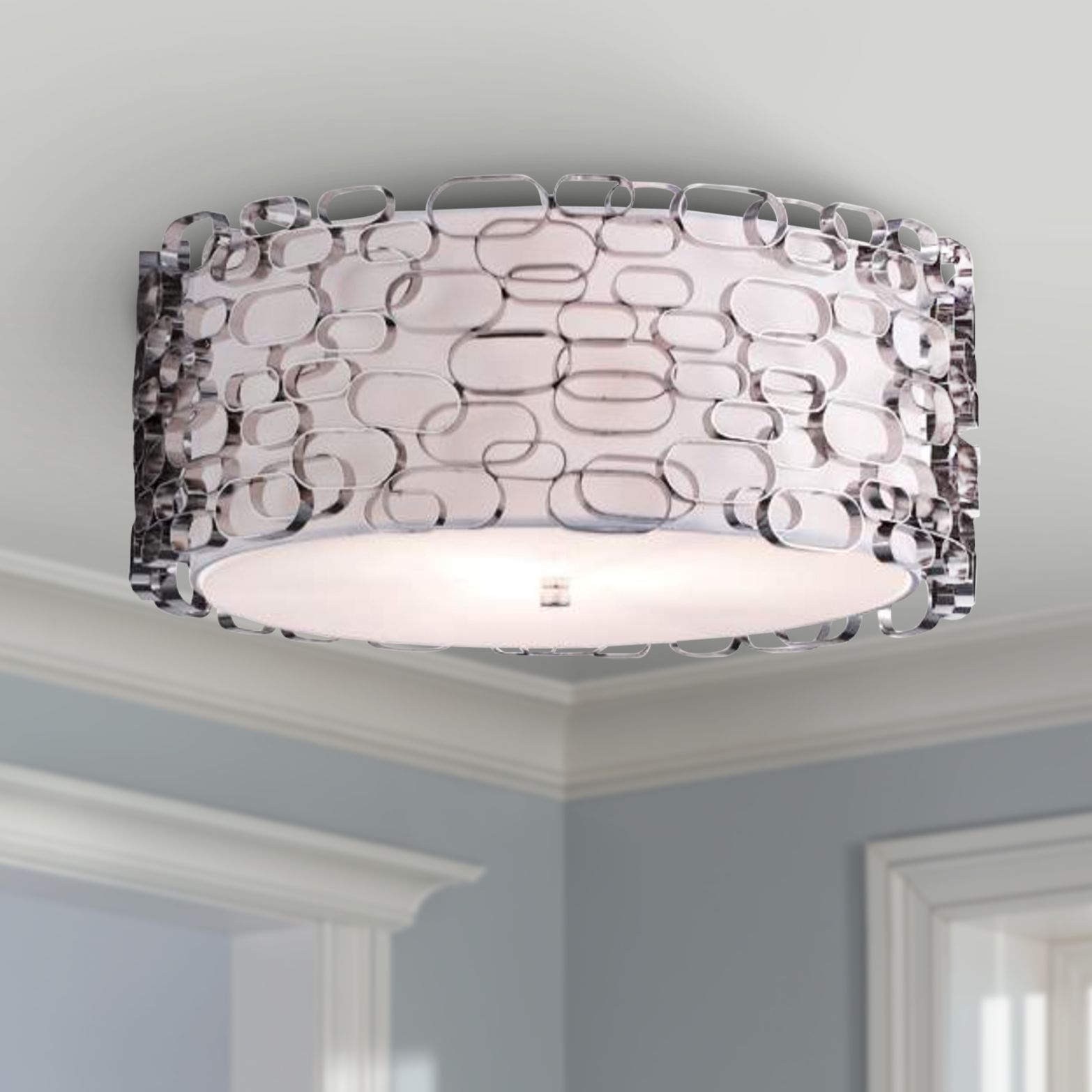 Avenue Ventura Blvd. 16" Wide Polished Nickel Ceiling Light 11Y55 Lamps Plus