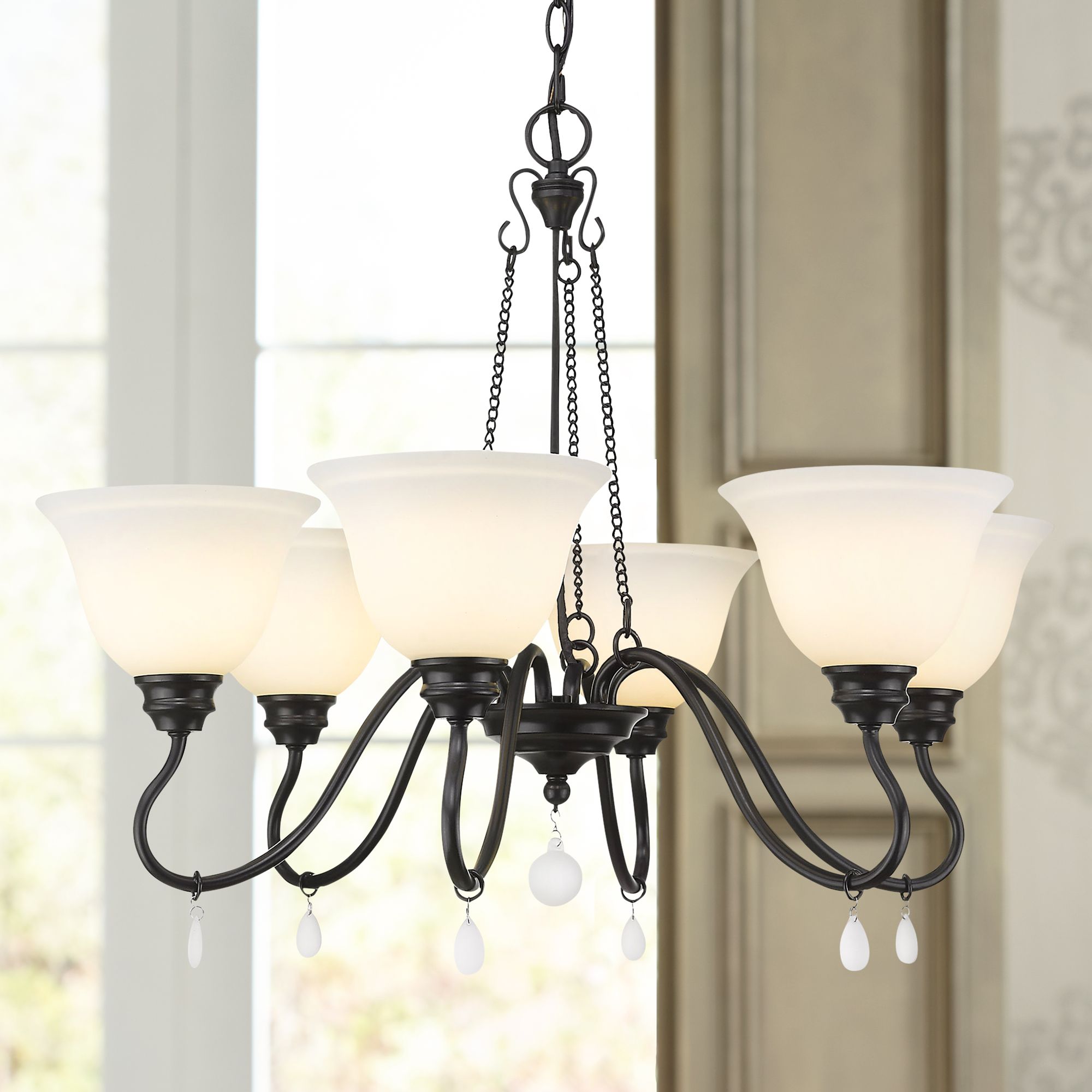Donya 28" Wide Matte Black Chandelier