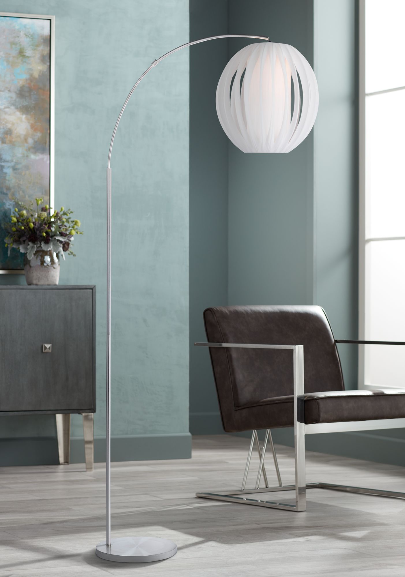 Lite Source Deion Brushed Nickel Arc Floor Lamp