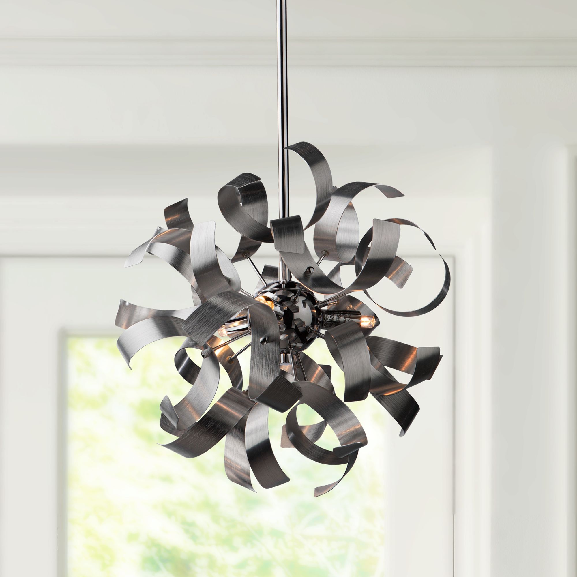 Belair 12 1/2" Wide Leafy Brushed Nickel 3-Light Pendant