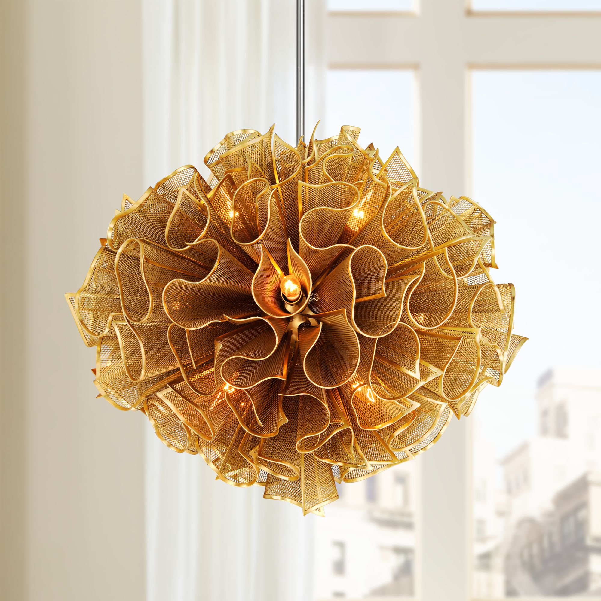 Corbett Pulse 30 1/2" Wide Gold Leaf Pendant Light