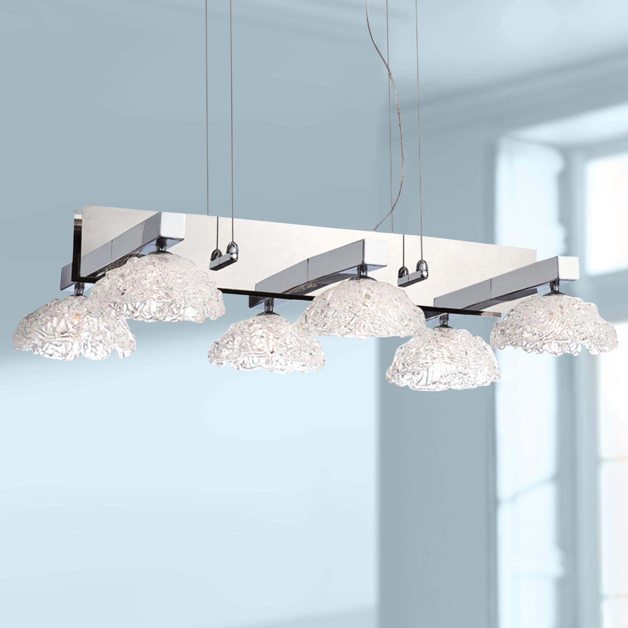 Caramico 29 3/4" Wide Chrome Kitchen Island Light Chandelier