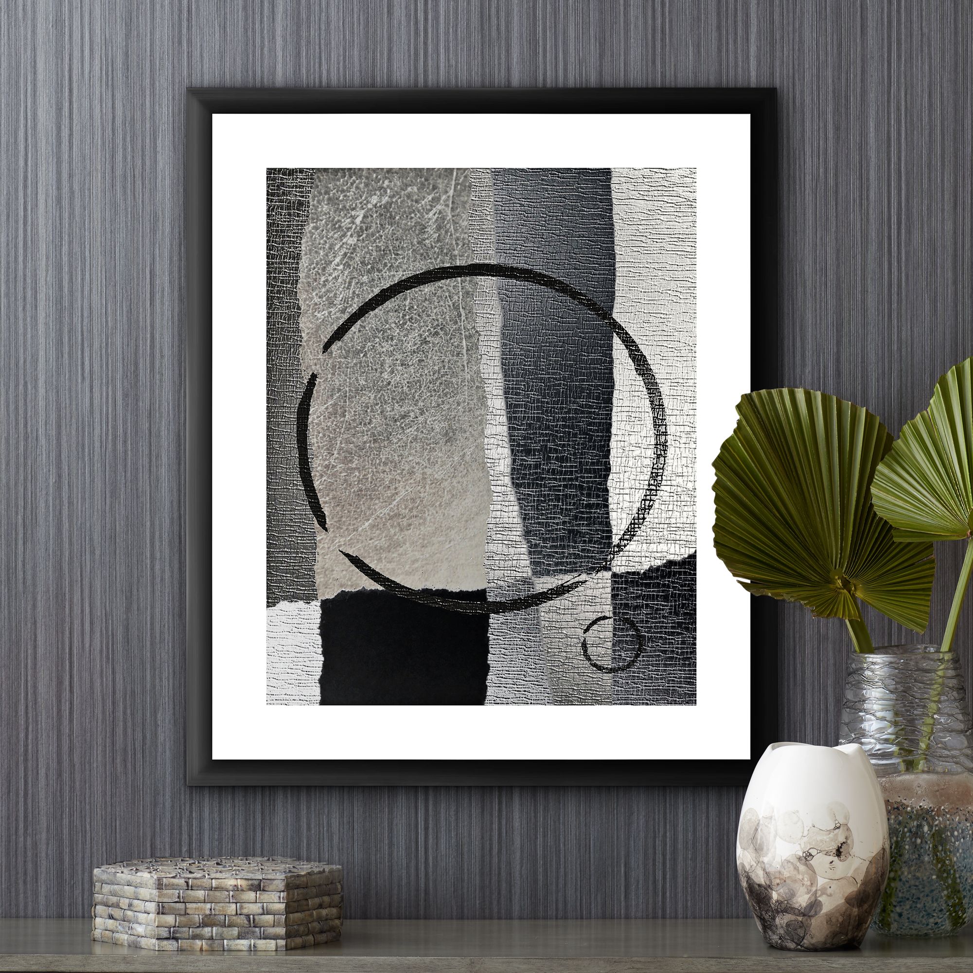 Circular Gray I 26" High Framed Giclee Wall Art