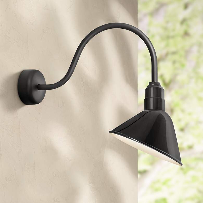 RLM Angle Reflector 23&quot; High Black Outdoor Wall Light