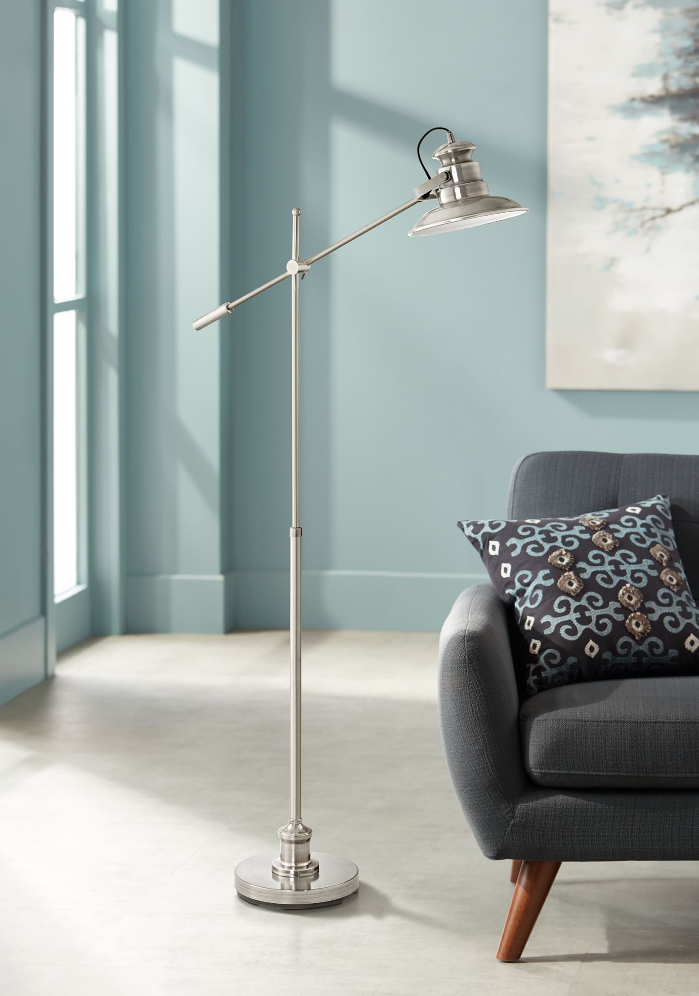 Admiral Satin Nickel Pharmacy Floor Lamp