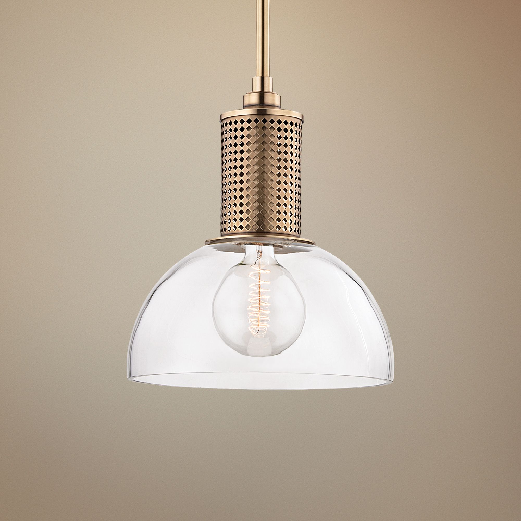 Hudson Valley Halcyon 14" Wide Aged Brass Pendant Light