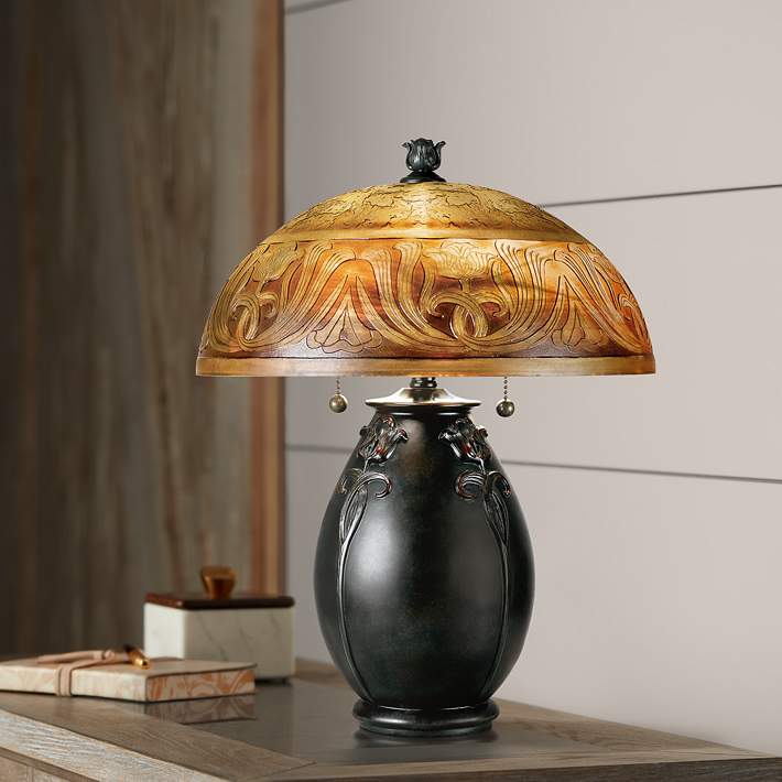 High Art Nouveau Accent Table Lamp, Art Nouveau Table Lamp Shades