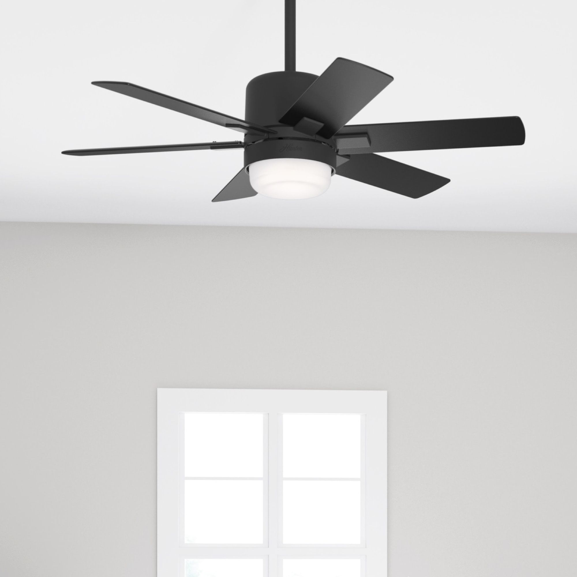 44" Hunter Radeon Matte Black LED Smart Ceiling Fan