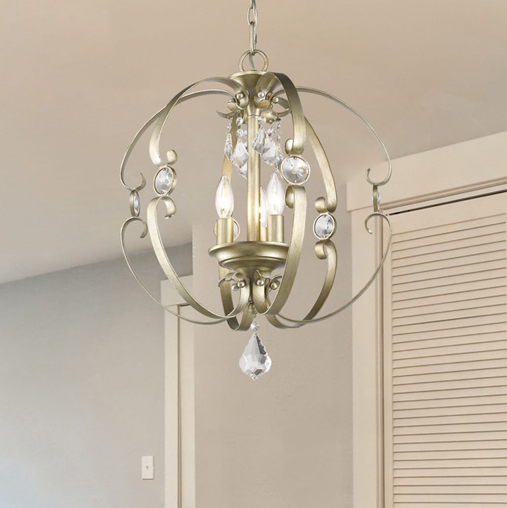 Ella WG 18" Wide White Gold Open Sphere Foyer Pendant