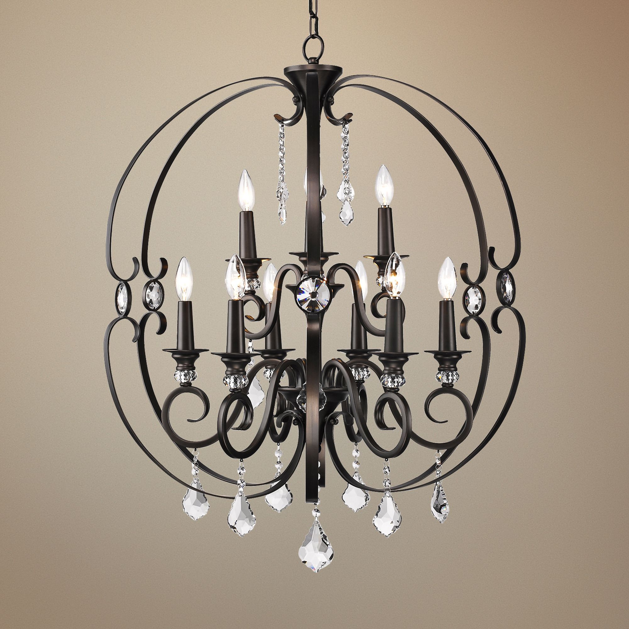 Ella 30" Wide Etruscan Bronze 9-Light Large Chandelier