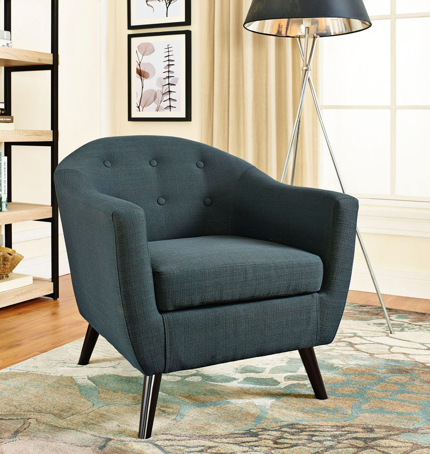 Wit Gray Fabric Tufted Armchair