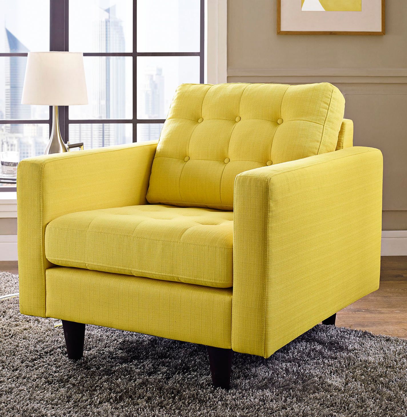 Empress Sunny Fabric Tufted Armchair