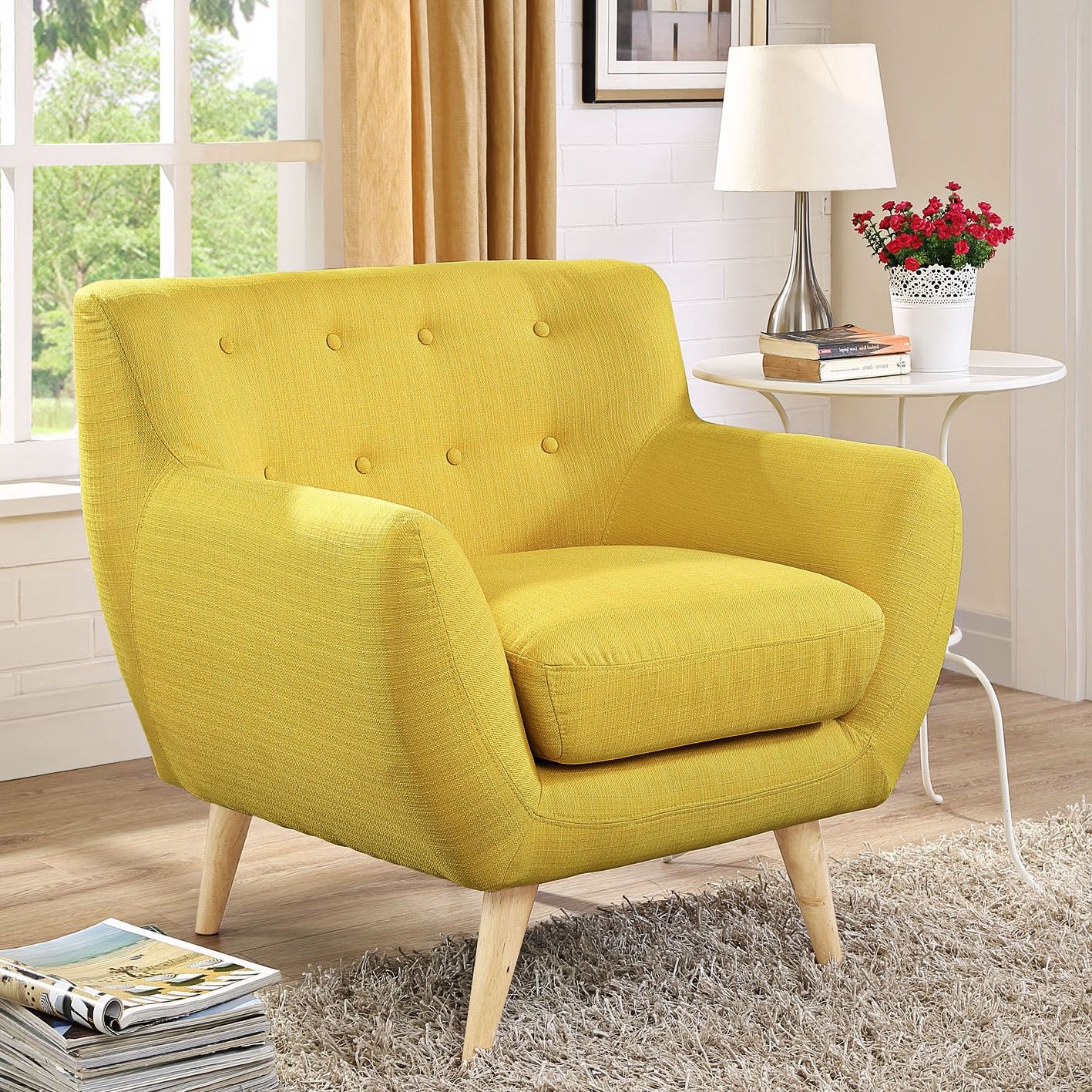 Remark Sunny Fabric Tufted Armchair