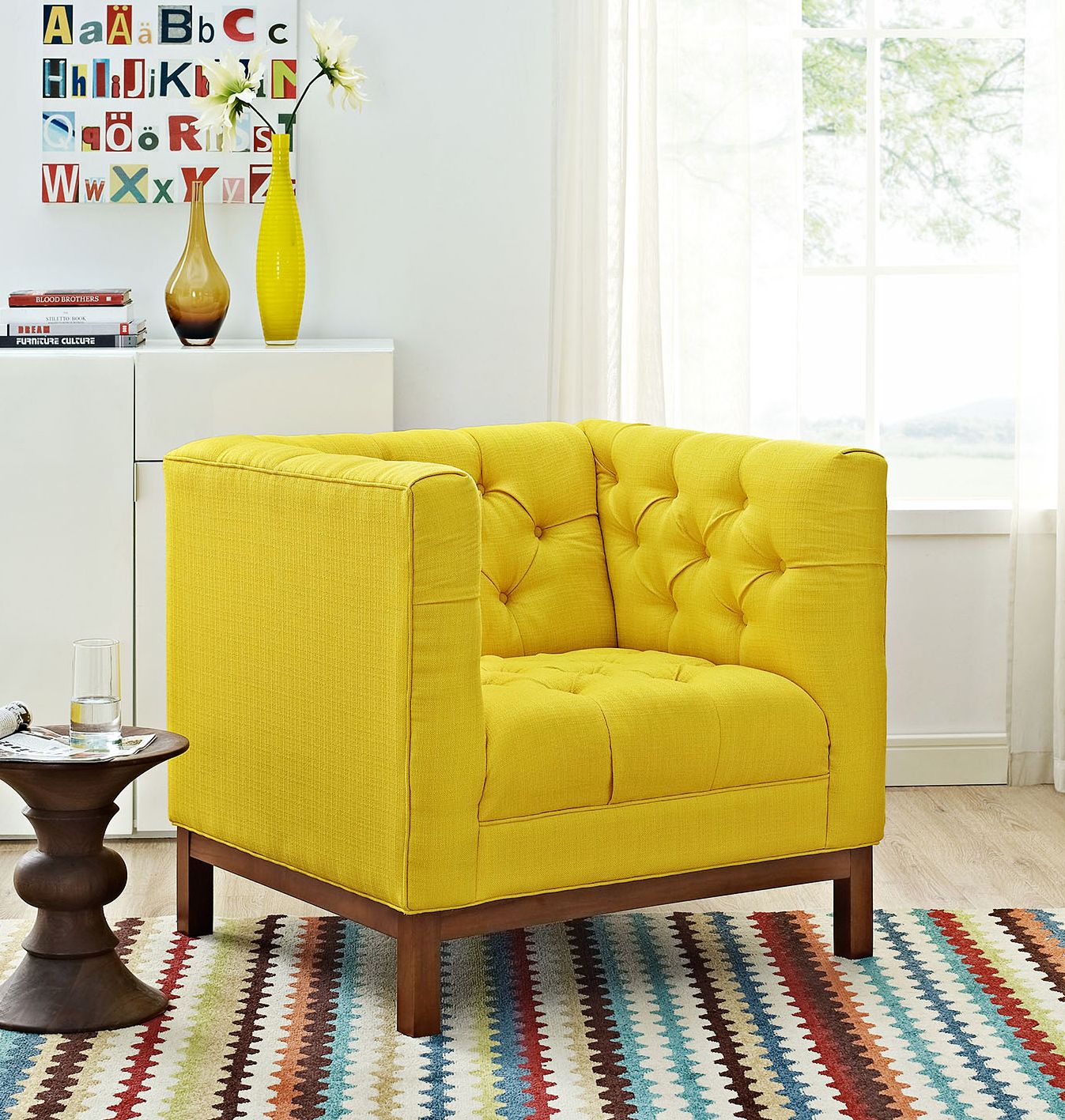 Panache Sunny Fabric Tufted Armchair