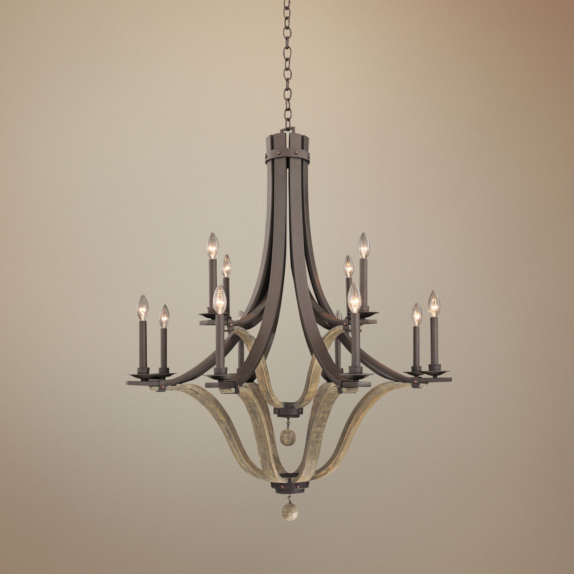 Lansing 38"W Satin Bronze 12Light Iron Chandelier 13R09
