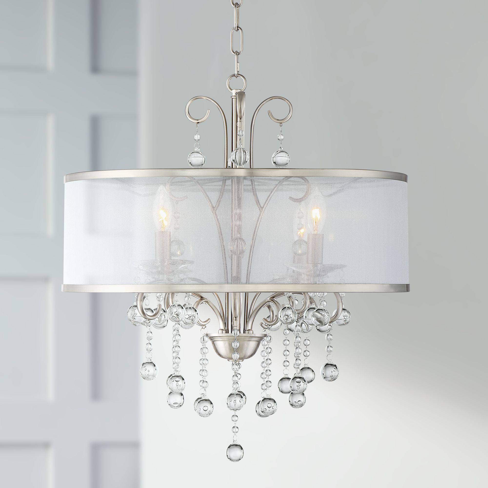 Possini Euro Perry 22" Wide Bright Nickel 4-Light Chandelier