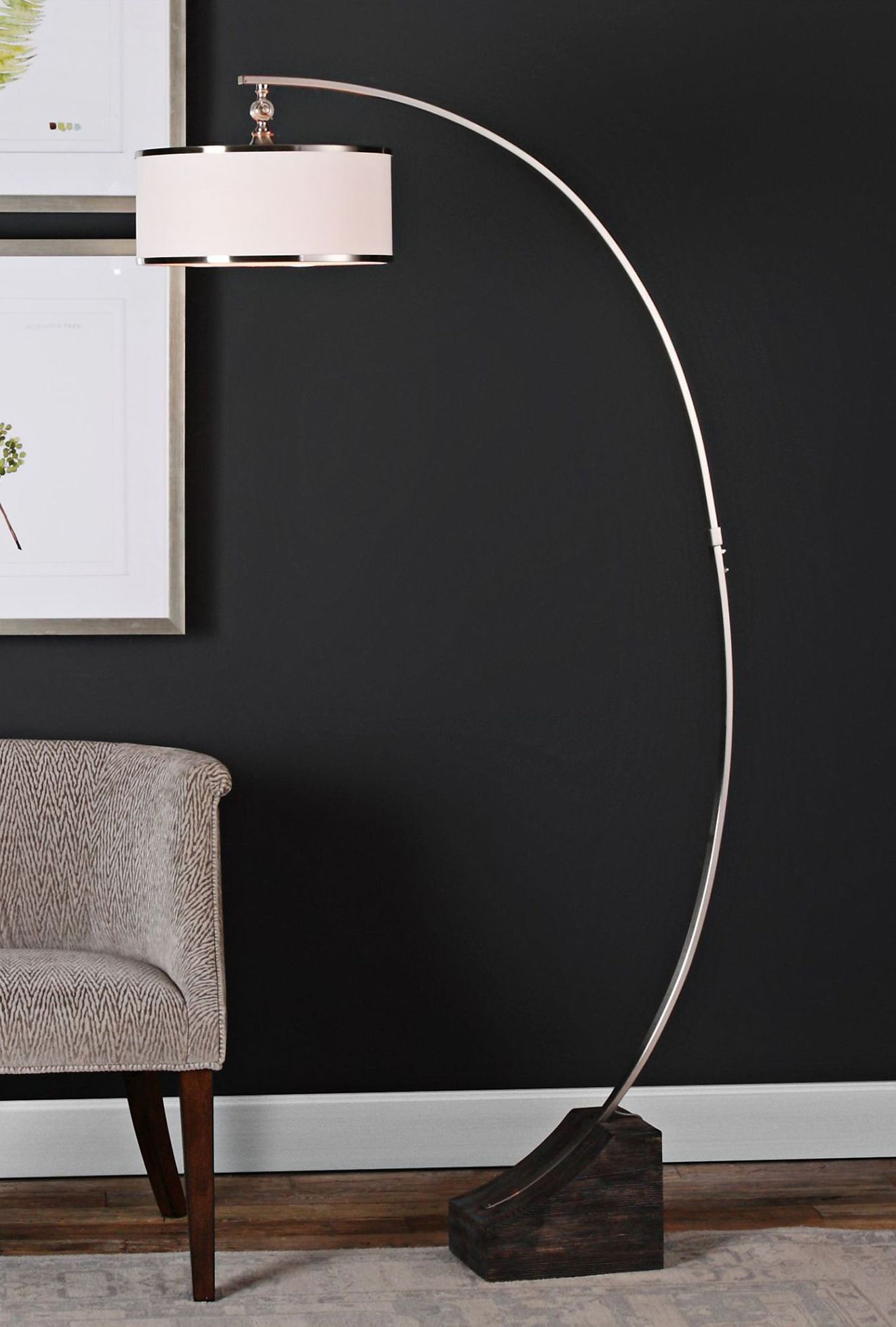 Uttermost 75 3/4" High Kelcher Brushed Nickel Arc Floor Lamp