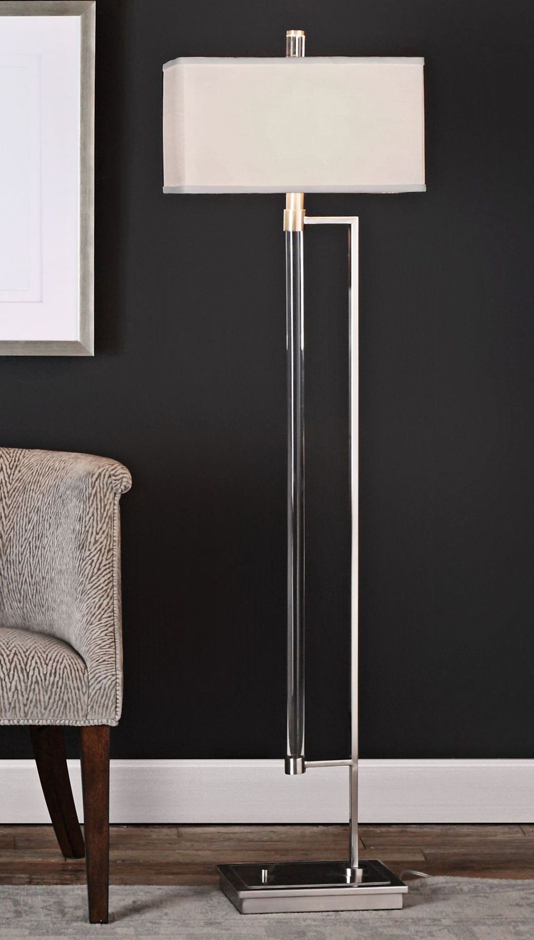 Uttermost Mannan 64 1/4" High Acrylic and Nickel Floor Lamp 13X04