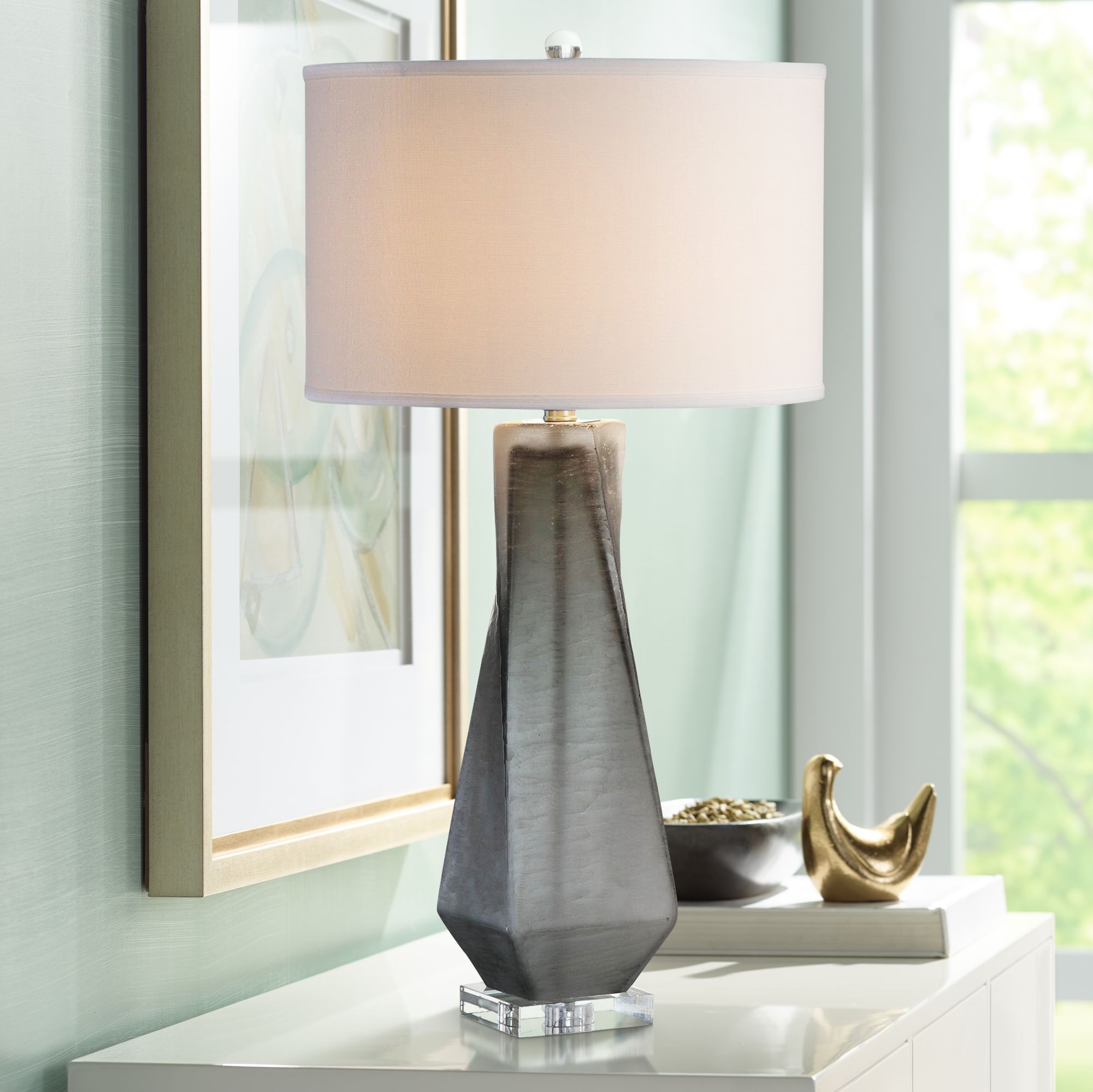 Uttermost Annatoli Unpolished Charcoal Glass Table Lamp