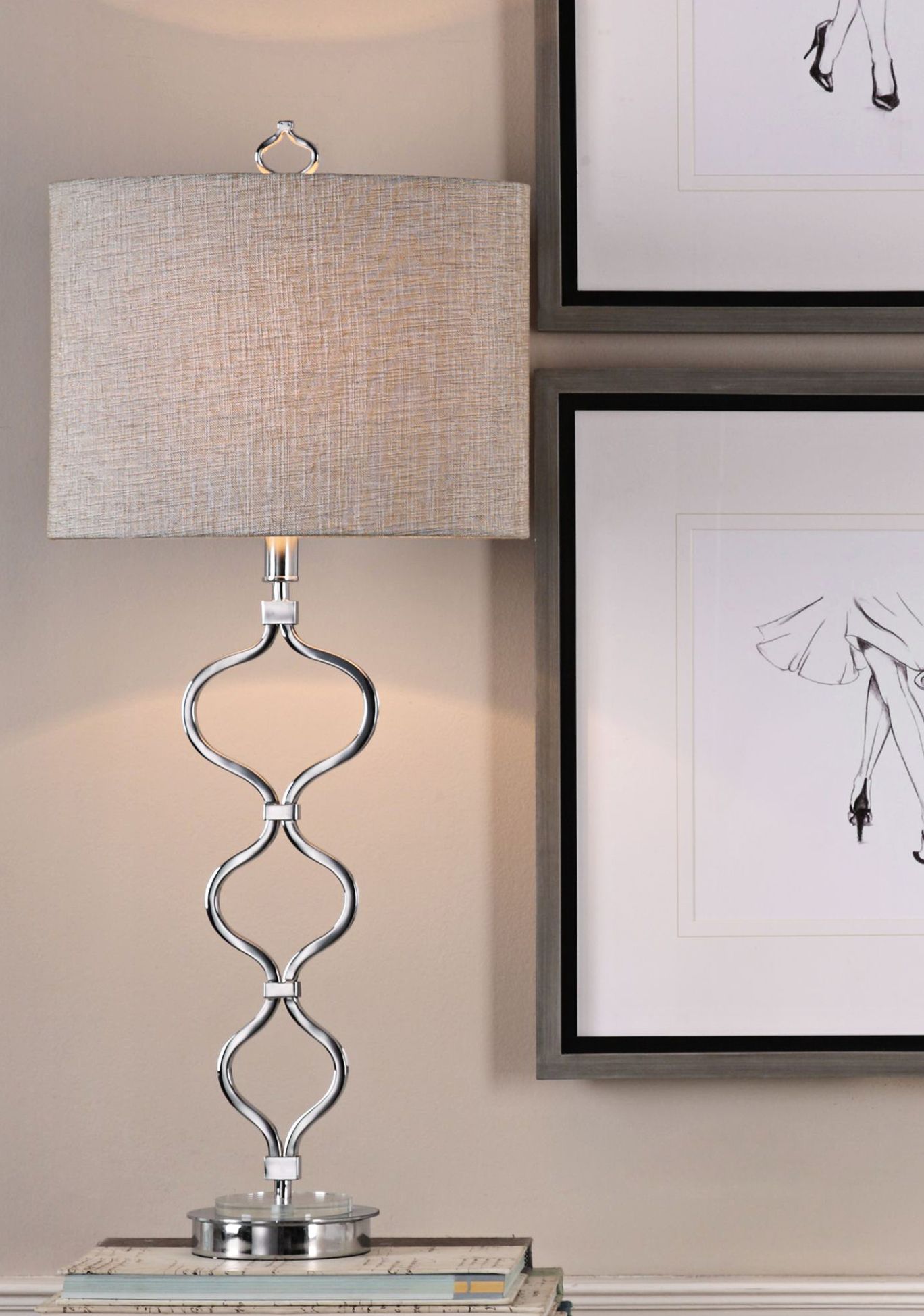 Uttermost Serpico Double-Serpentine Polished Nickel Table Lamp