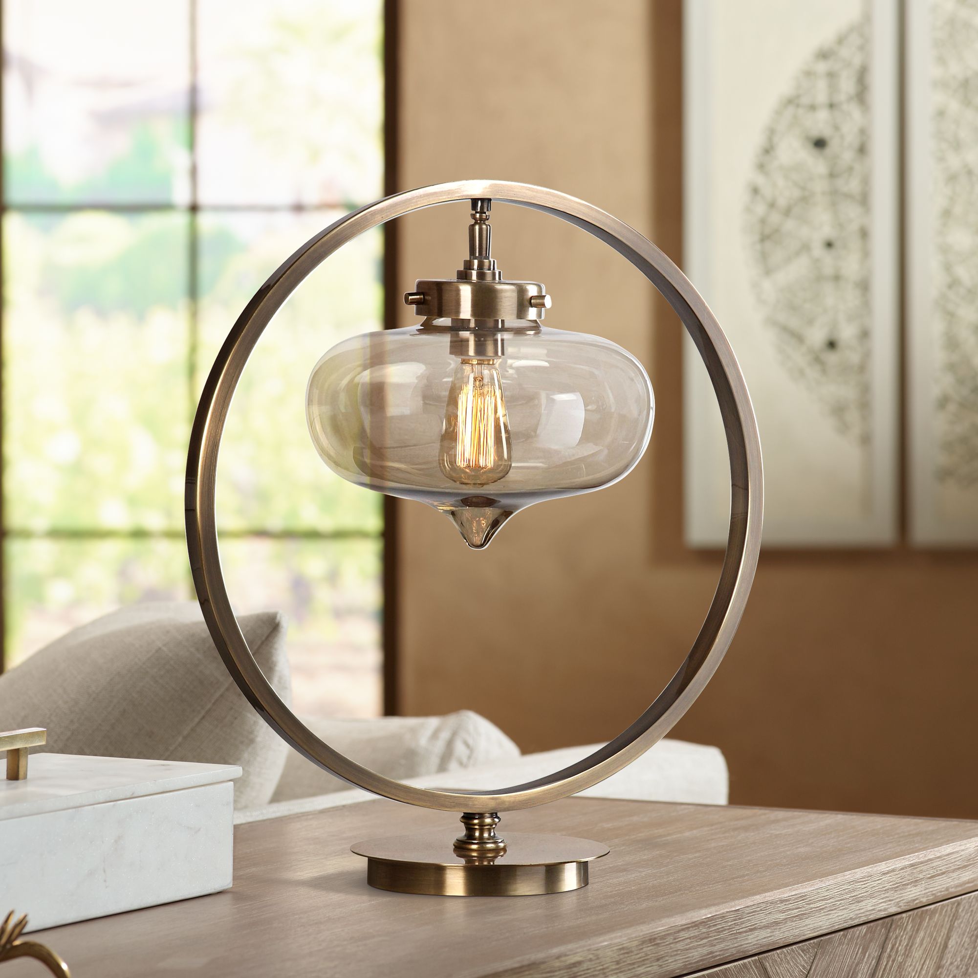 Uttermost Namura Antiqued Plated Brass Ring Table Lamp