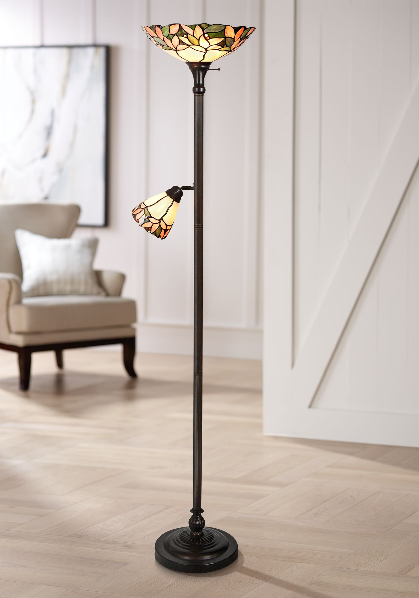 Dale Tiffany Crystal Leaf Golden Sand Floor Lamp