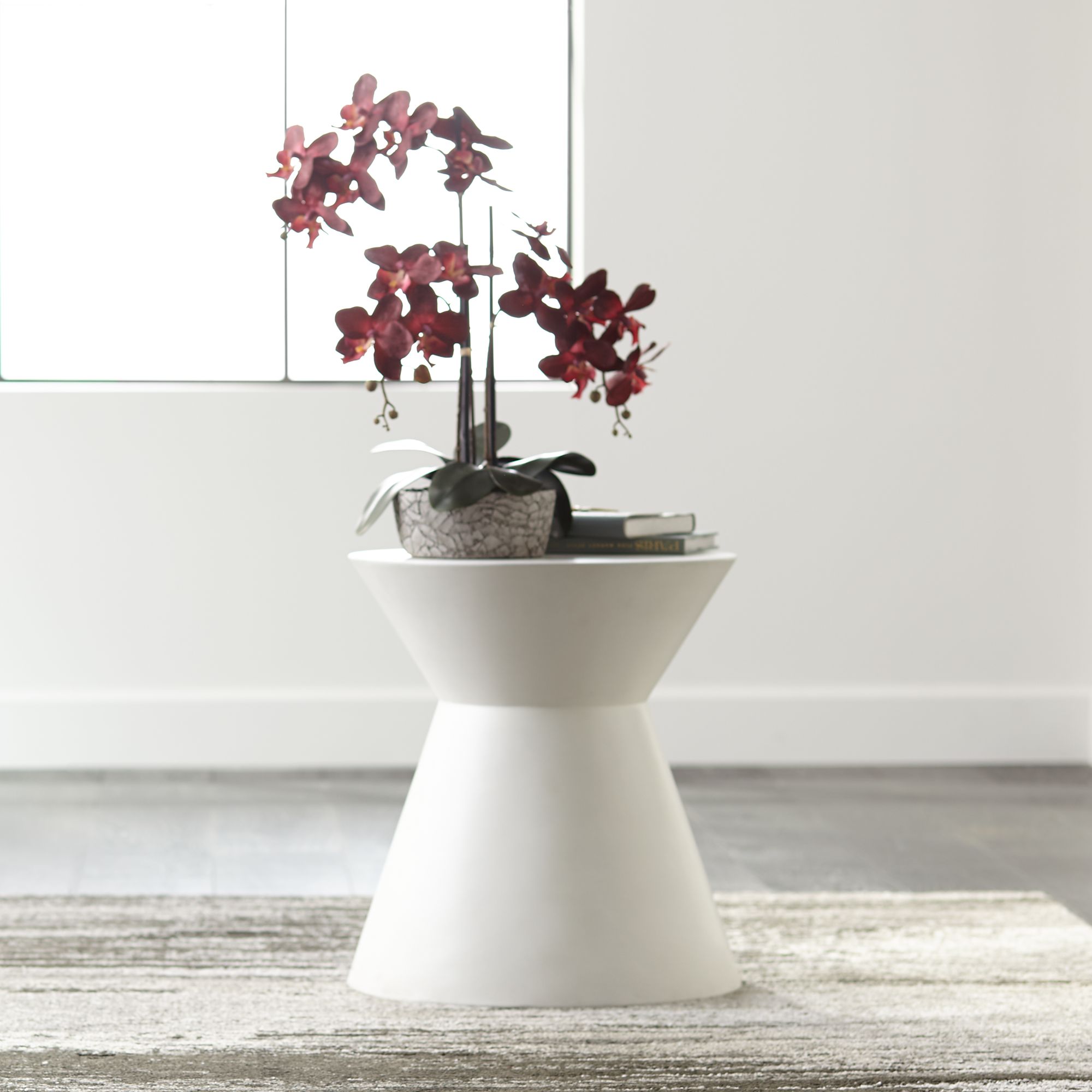 Astley 20" White Concrete Indoor-Outdoor Modern End Table