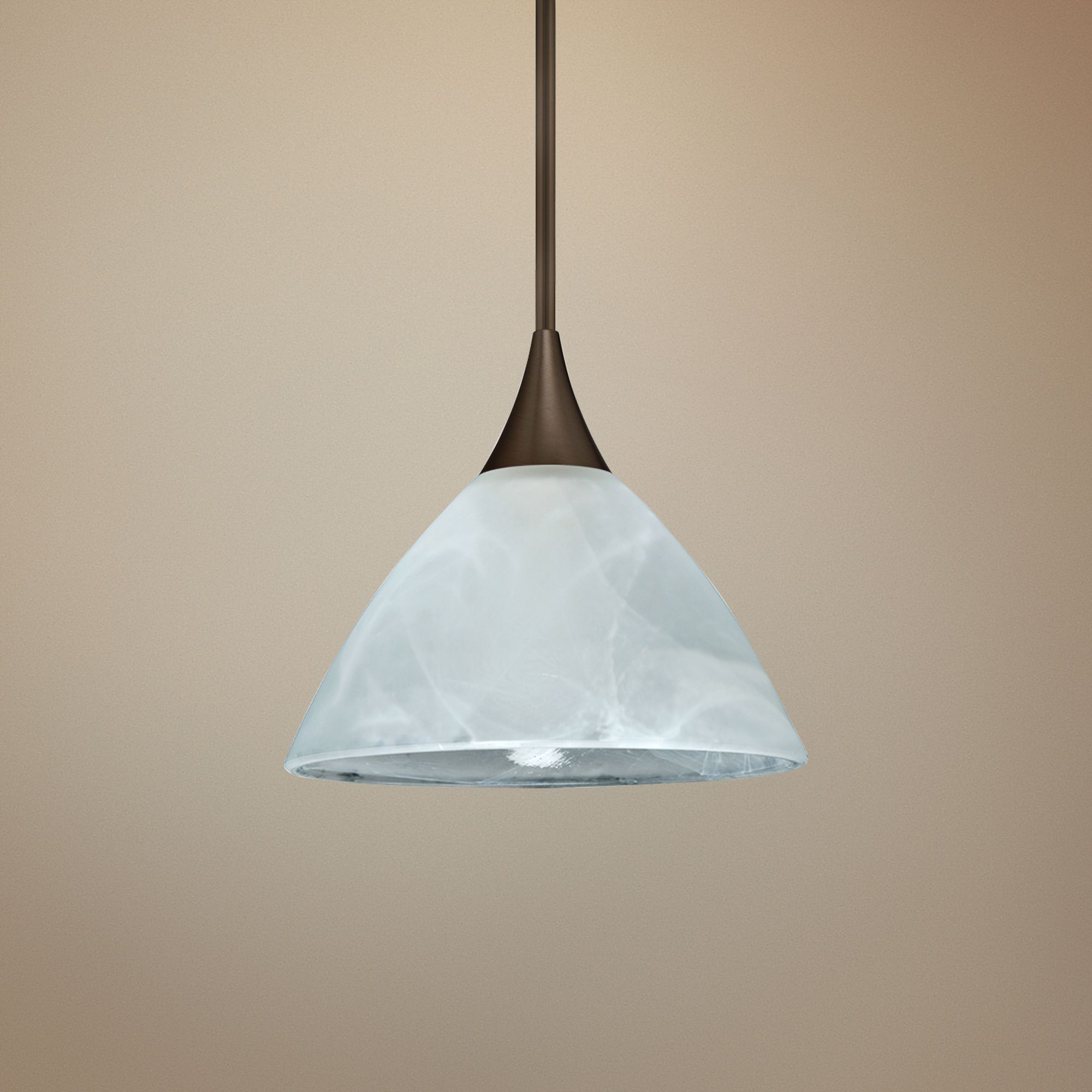 Besa Domi 5" Wide Bronze Marble Glass Mini Pendant