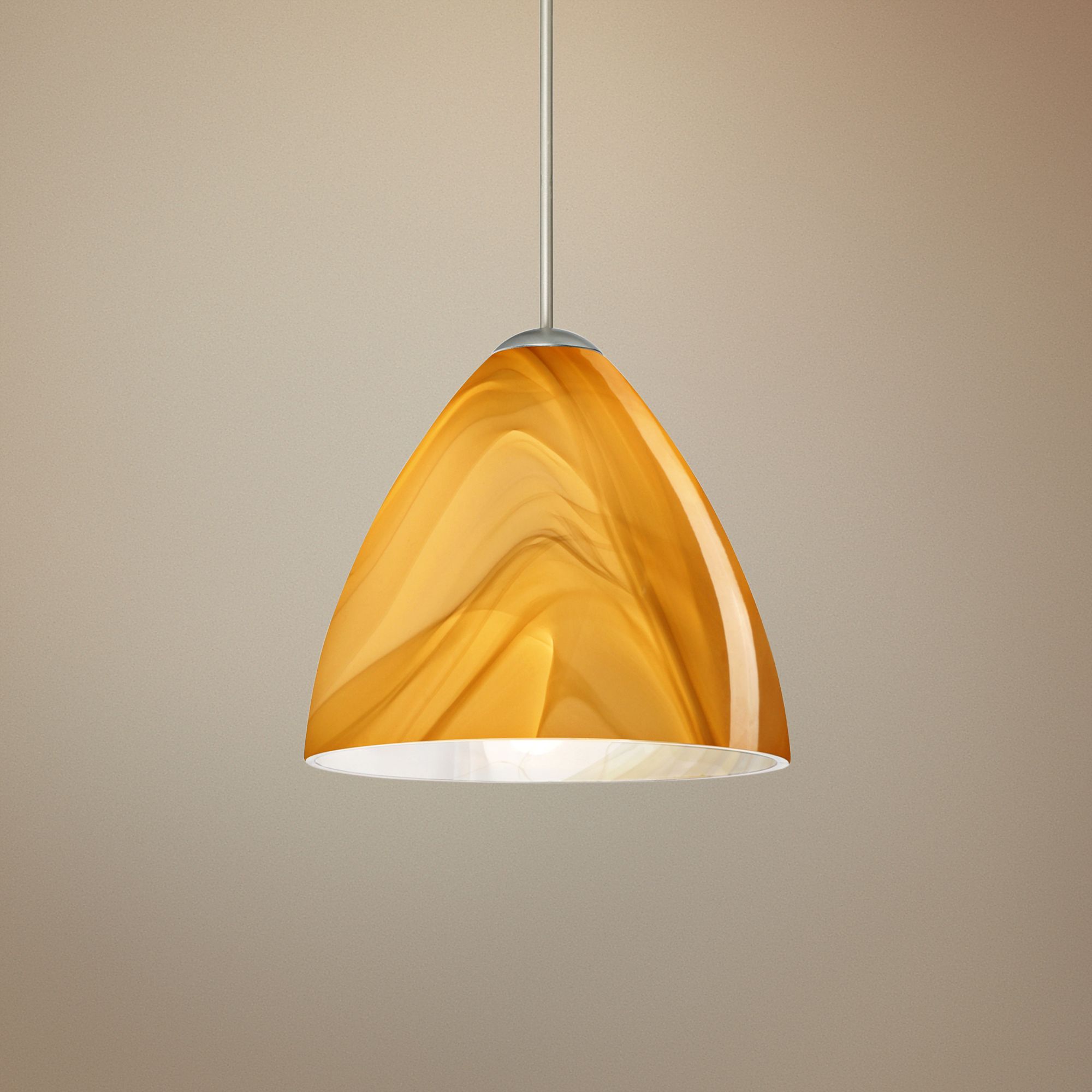 Besa Mia 5" Wide Satin Nickel Honey Glass Mini Pendant