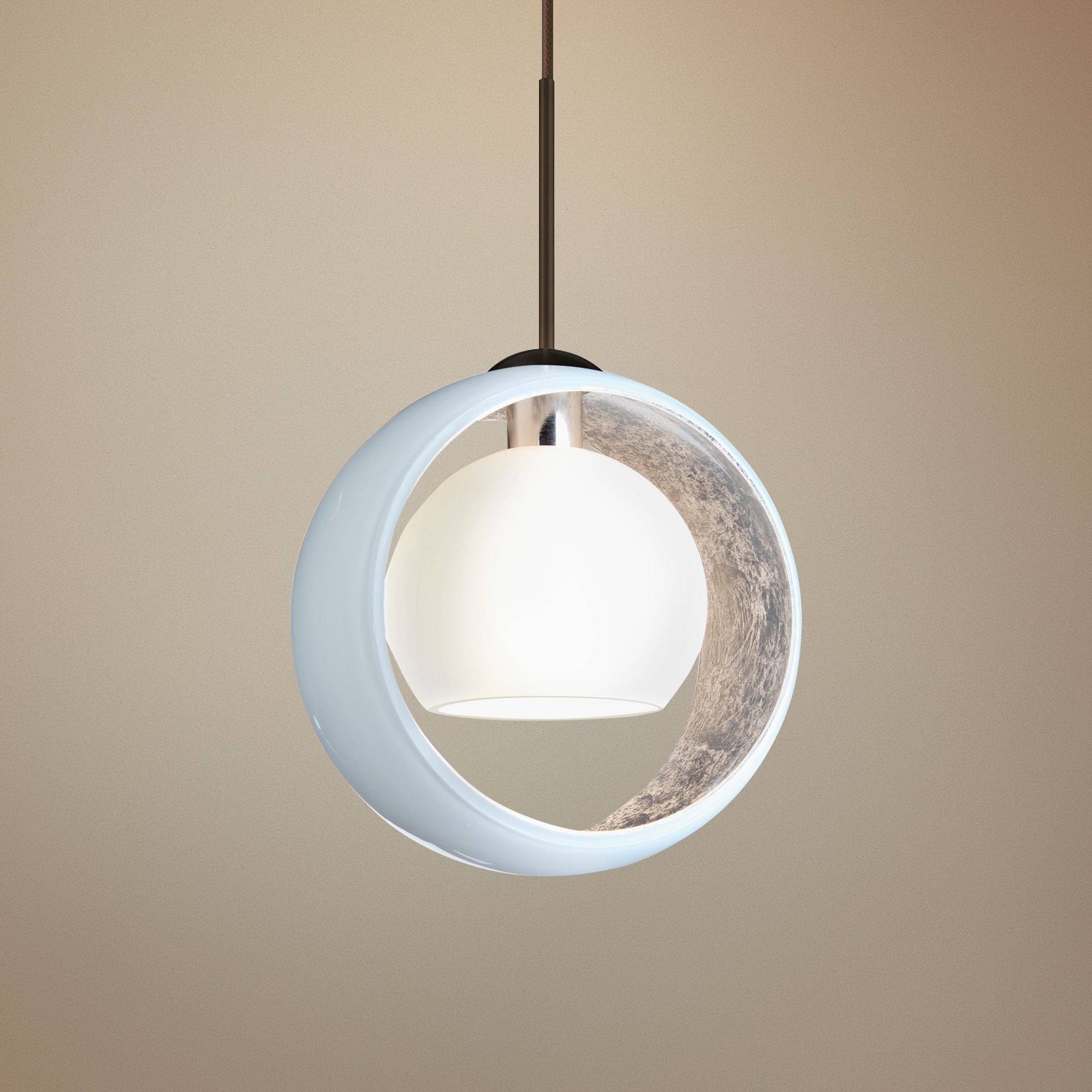 Besa Pogo 6 1/4" Wide Bronze White Glass Mini Pendant