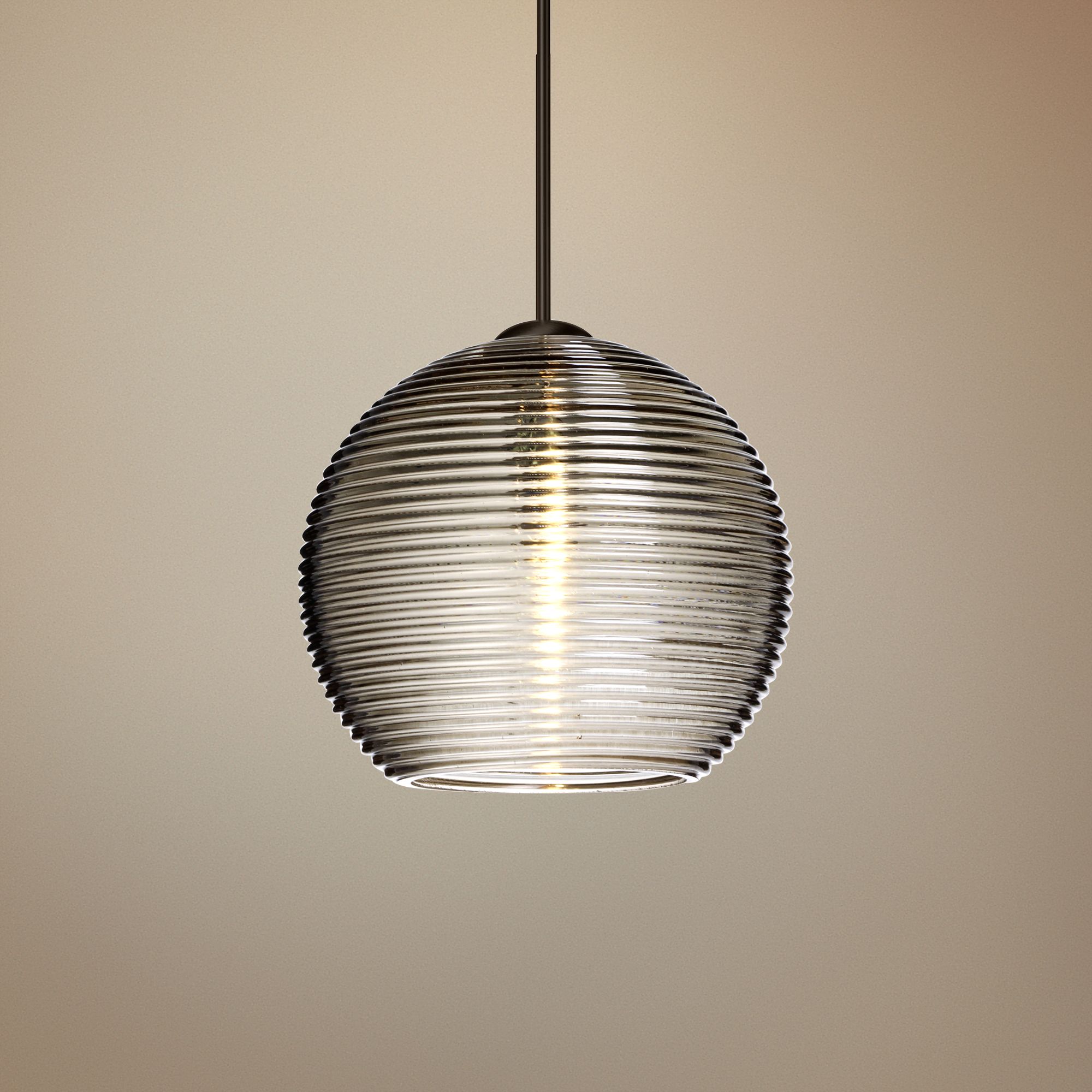 Besa Kristall 6" Wide Bronze Smoke Glass Mini Pendant