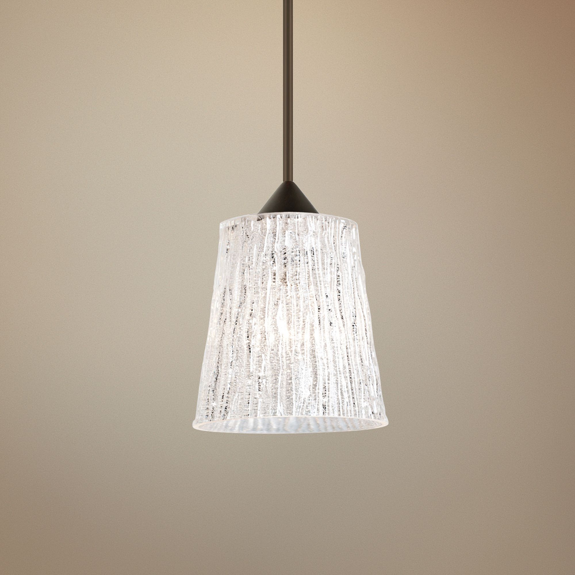 Besa Nico 4 3 1/2" Wide Bronze Glitter Stone Glass Mini Pendant