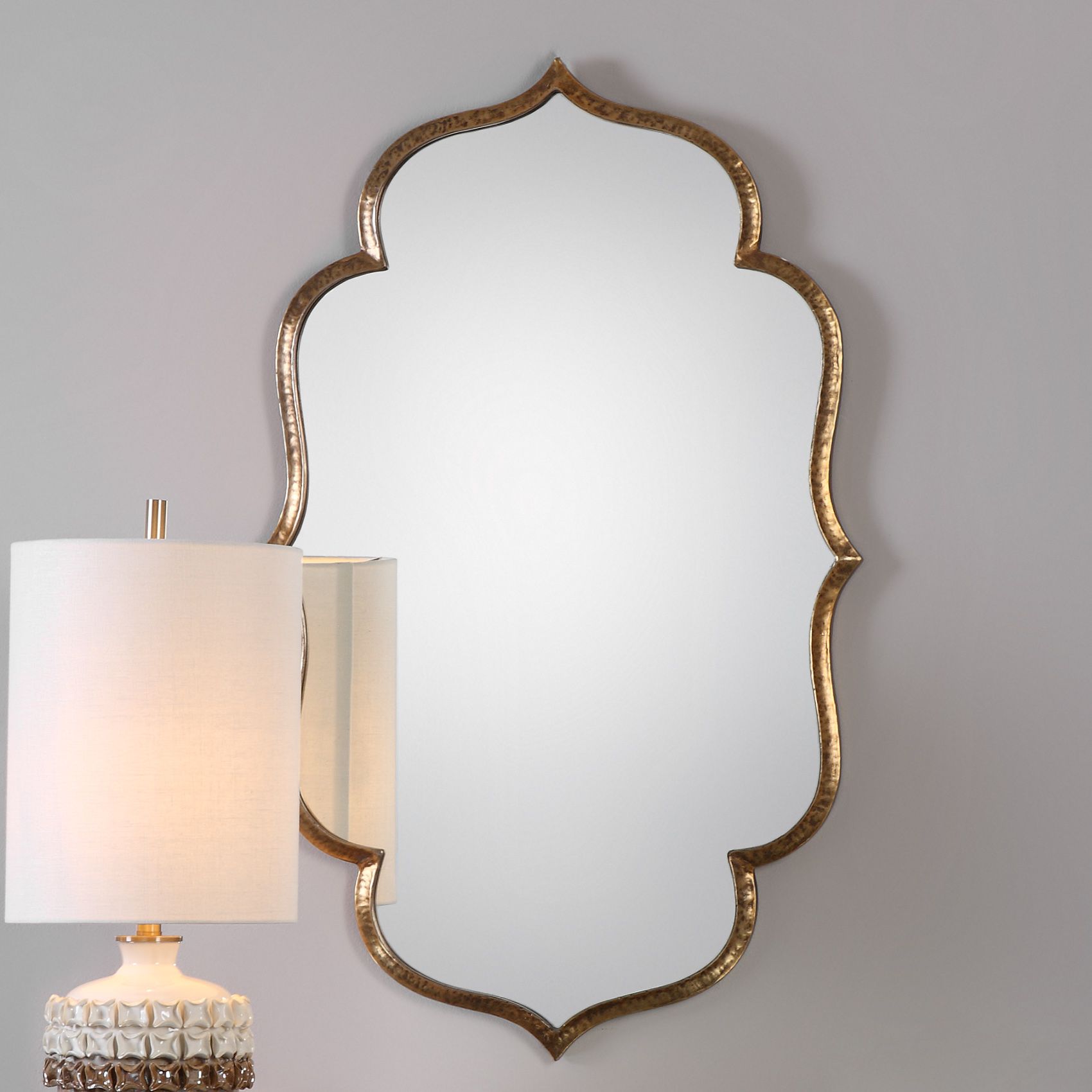Zina Antiqued Gold 23 3/4" x 39 1/4" Wall Mirror