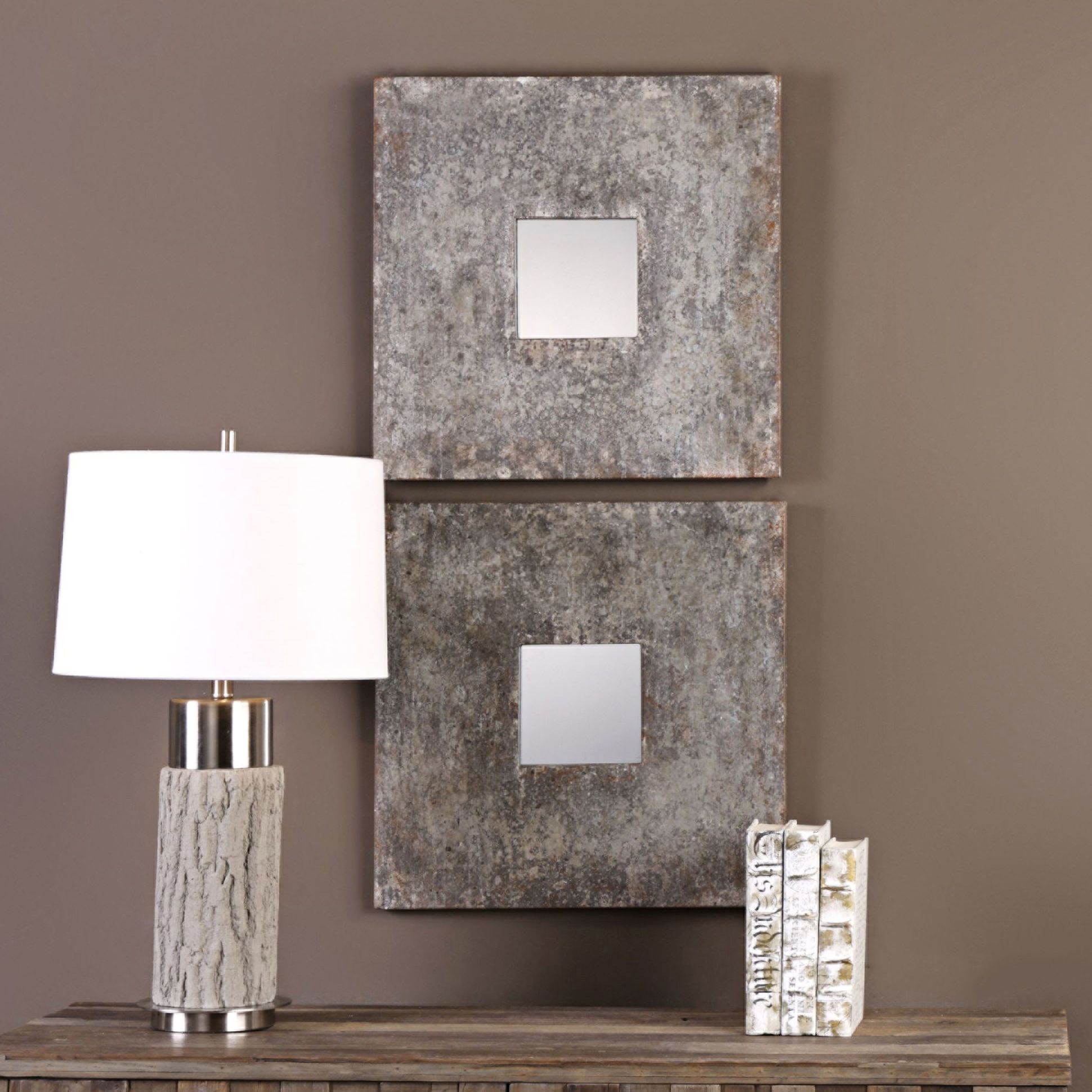 Altha Burnished Zinc 20" Square Wall Mirrors