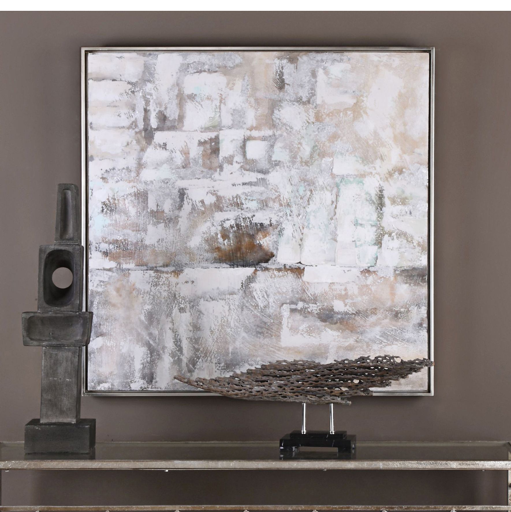 Luxe 41 1/2" Square Abstract Framed Canvas Wall Art