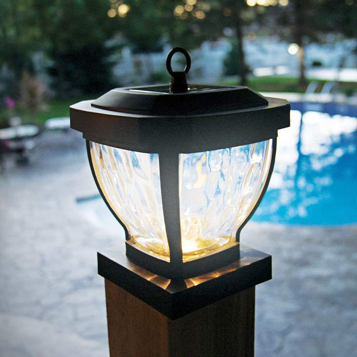 Bronze Outdoor Integrated Led Deck Post Light With 6 In Solar 4 In X 4 In X 6 