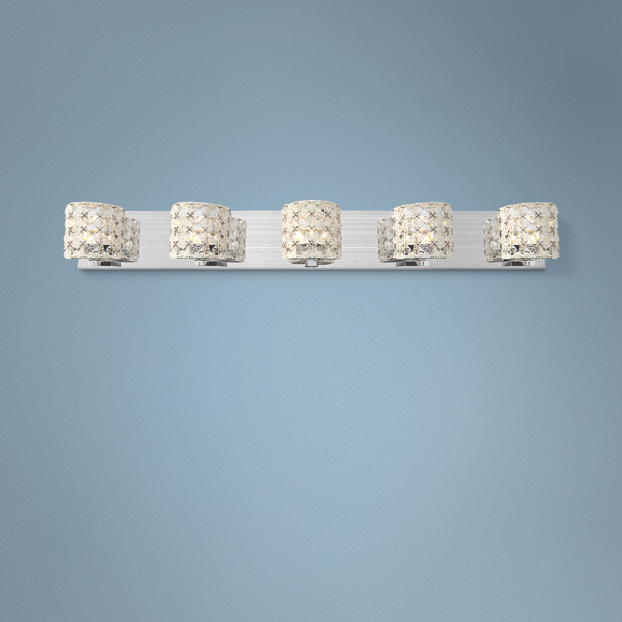 Prizm 36" Wide Chrome and Crystal 5 Light Bath