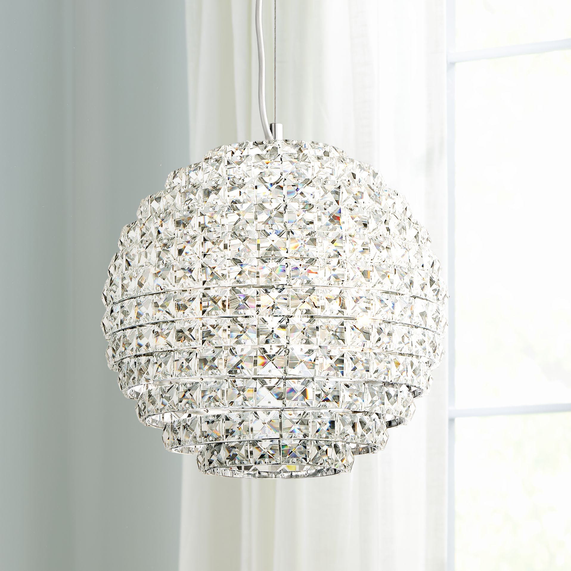 Possini Euro Gorgo 12" Wide Chrome Crystal Mini Pendant