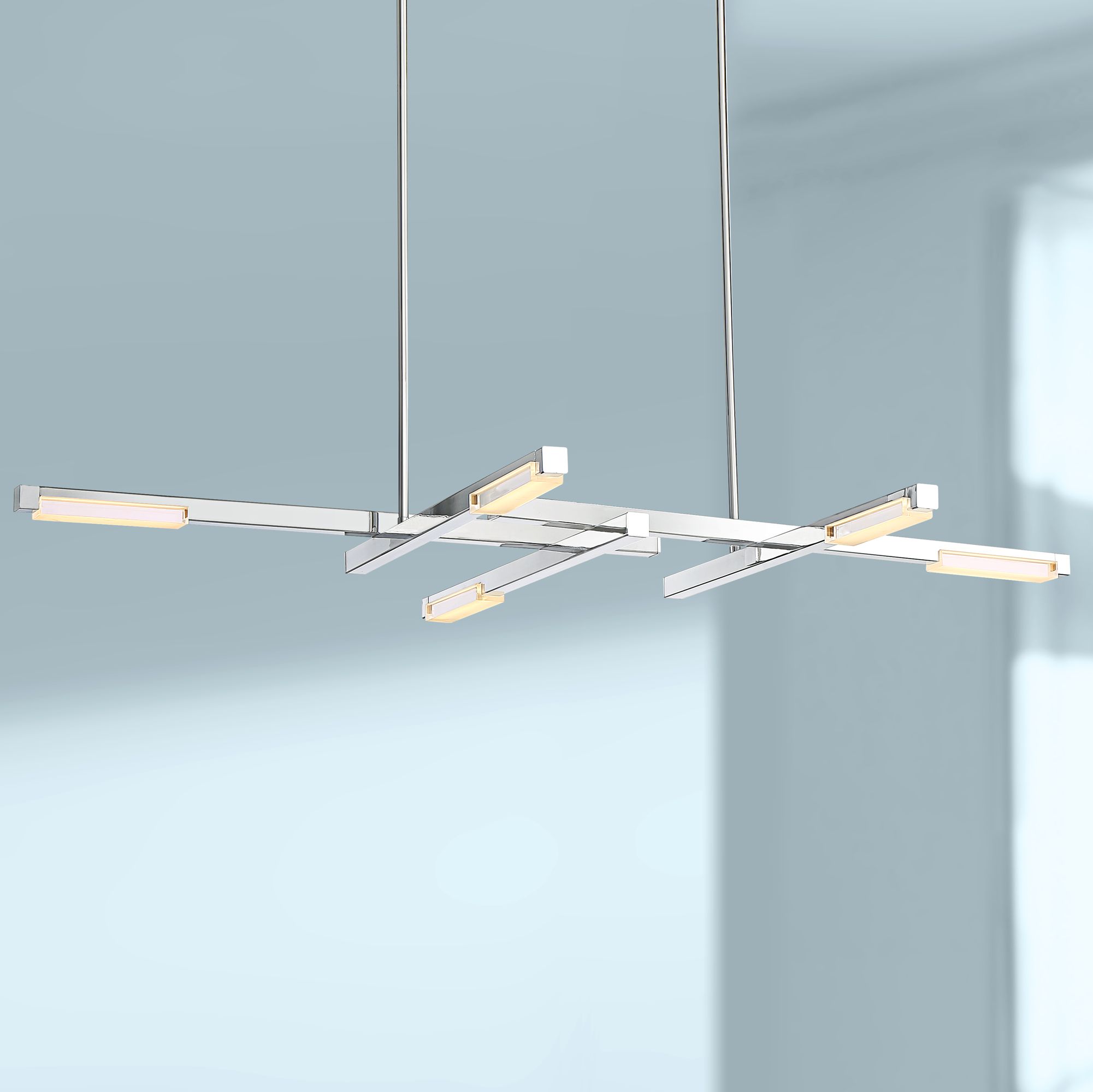 Possini Euro Beemer 31" Wide LED Chrome Linear Chandelier