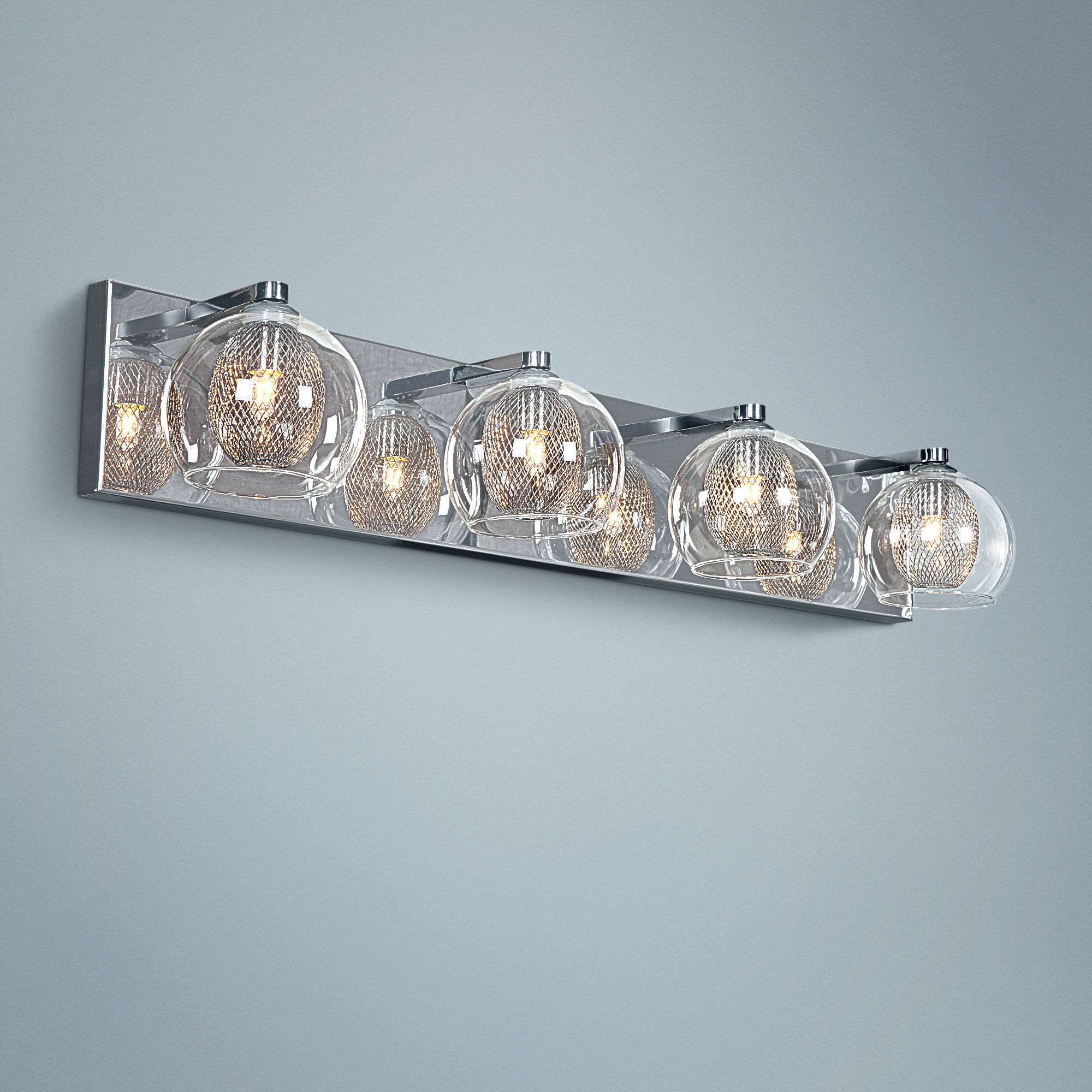 Aeria 28 1/4" Wide Chrome and Clear Glass Modern Bath Light