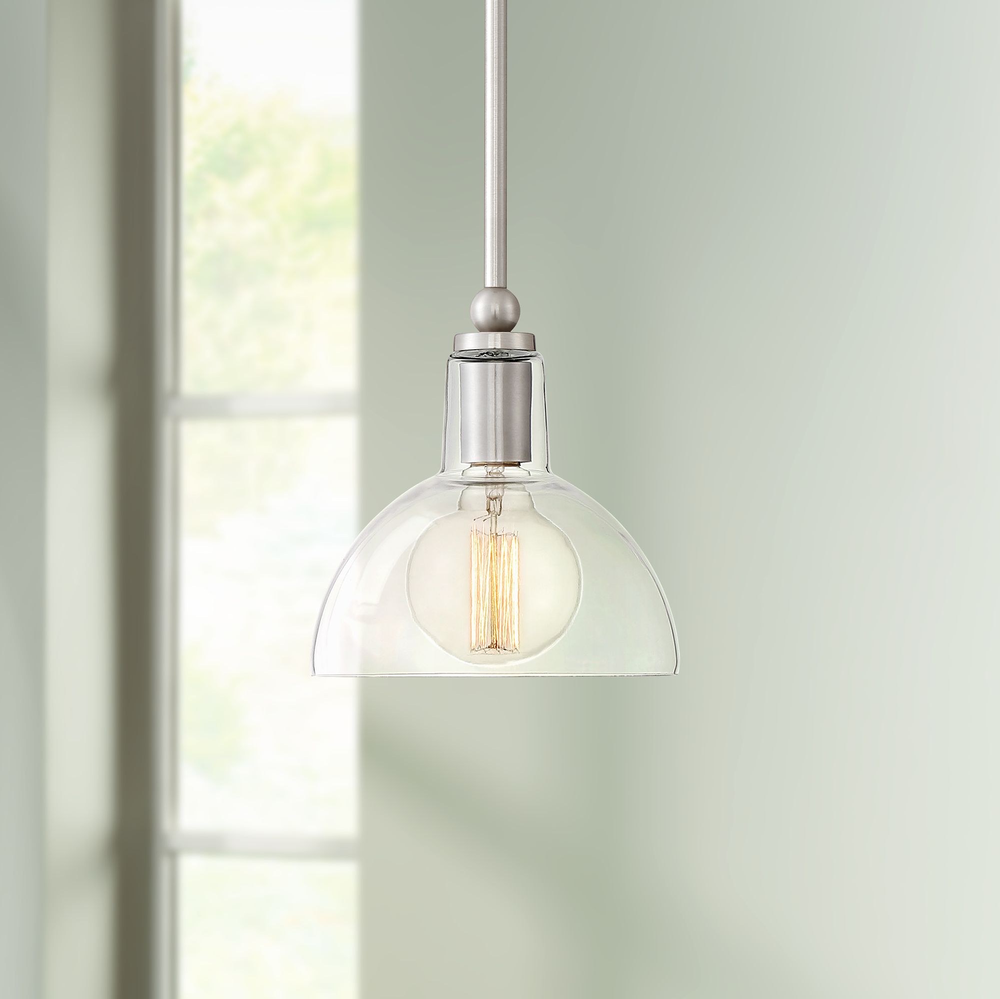 Possini Euro Ollie 7 1/2" Wide Brushed Nickel Mini Pendant