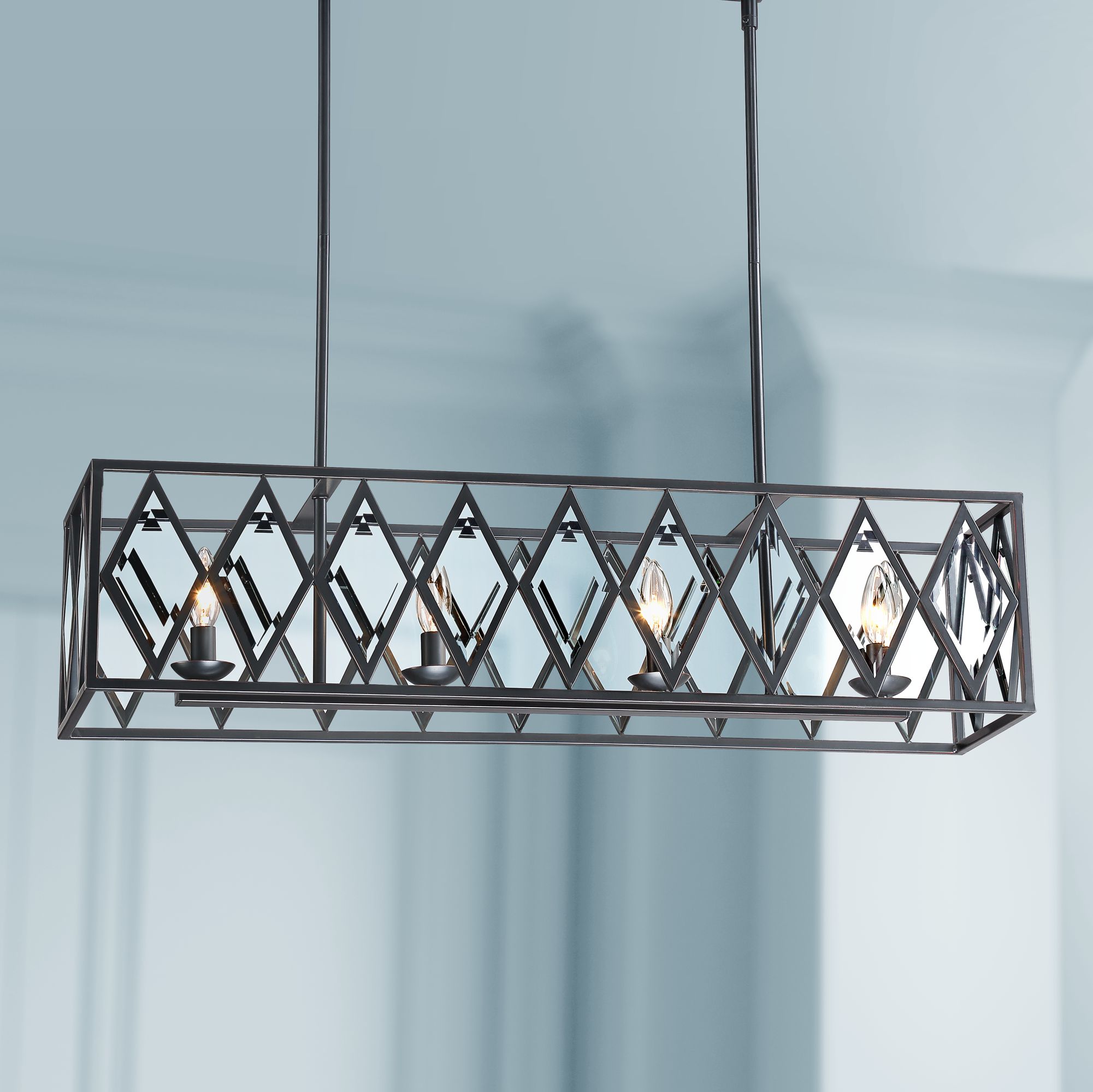 Ravinder 34" Wide Bronze Crystal Kitchen Island Light Chandelier