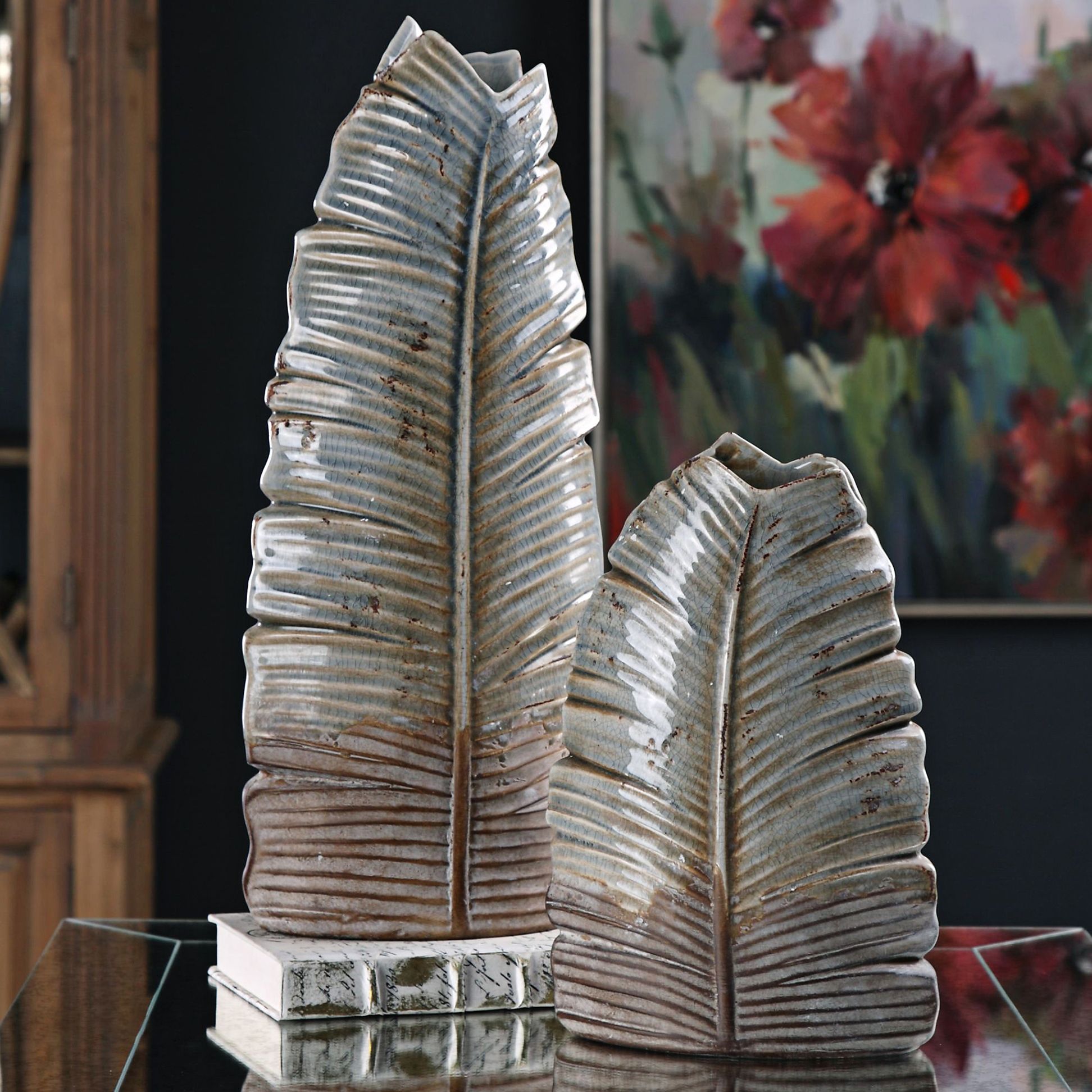 Uttermost Invano Pale Blue 2-Piece Ceramic Vase Set